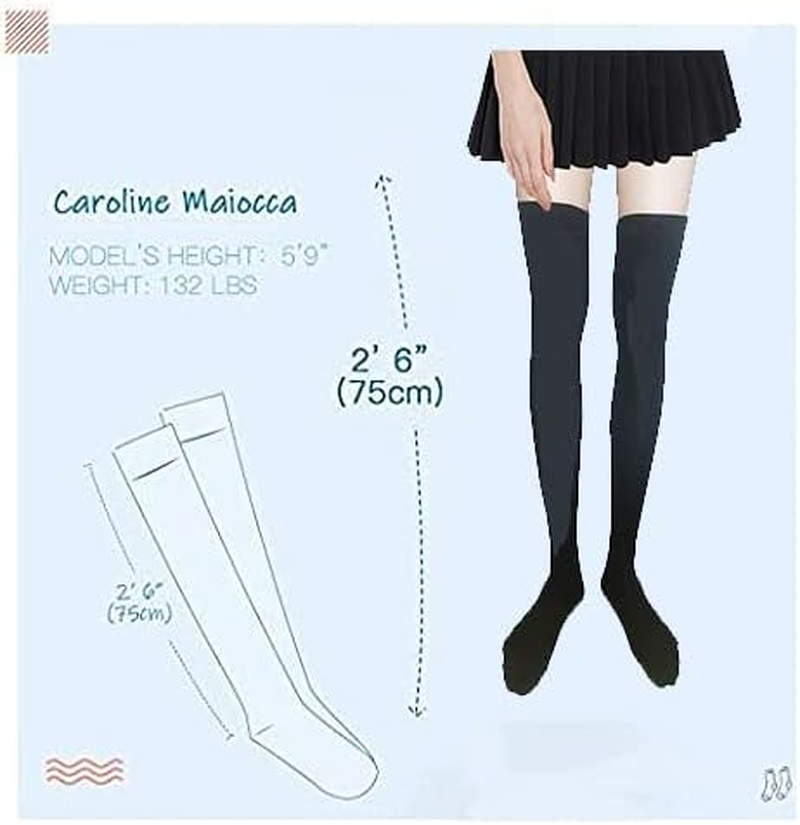 Extra Long Cotton Stripe Thigh High Socks over the Knee High plus Size Stockings image number 1