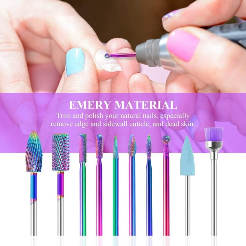 Katutude Nail Drill Bits Set, 10 Pcs 3/32 Inches Tungsten Carbide Nail Drill Bits for Acrylic Nails Gel Nails Removing/Professional Cuticle Polishing Bits Manicure Pedicure Nail Drill Tool image number 1