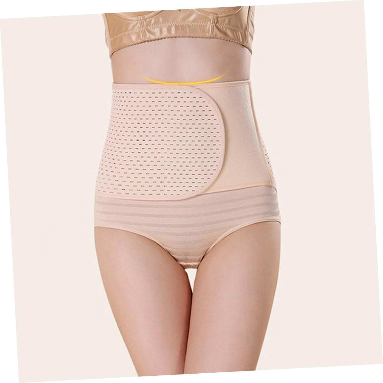 HANABASS 2Pcs Postpartum Maternity Belly Bands Abdominal Binder Set XL Polyester Belly Brace Support Belts for Women Recovery and Shaping Beige image number 5