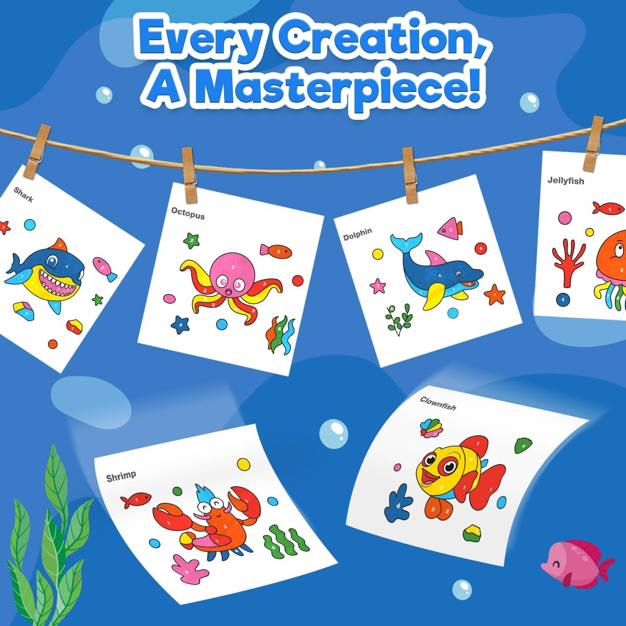 ZMLM Paint with Water Books for Kids - Easter Basket Stuffers Mess Free Coloring Activity for Toddlers - Valentines Birthday Christmas Arts & Crafts Gift Toy for Boy Girl Ages 4 5 6 7 8(Sea) image number 4