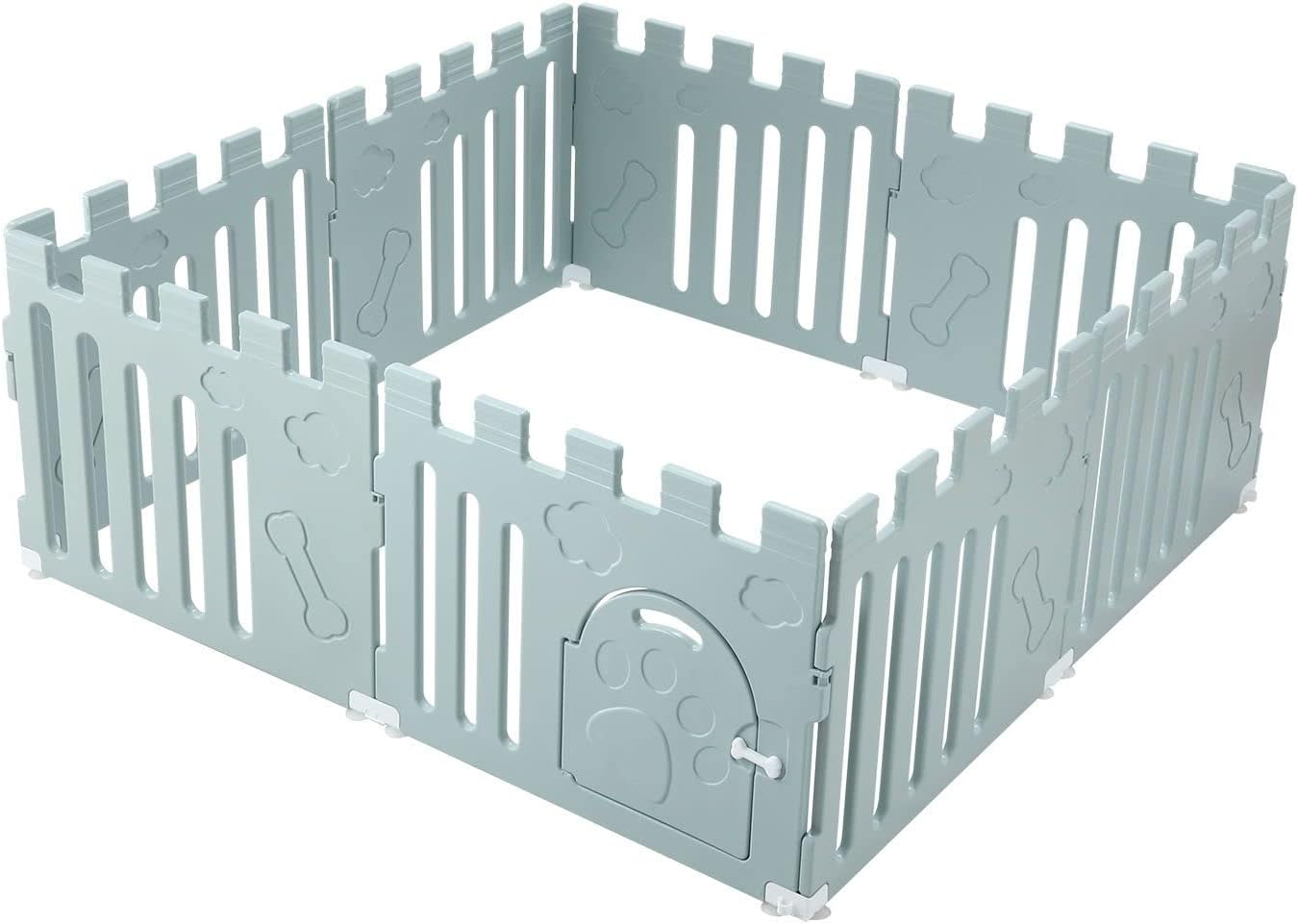 Pet Scene 2In1 Pet Kennel Fence Cage Dog Cat Enclosure Playpen Crate Safety Gate Pet Whelping Box Barrier Puppy Kitten Furniture 8 Panels,Size:235X78X60Cm
