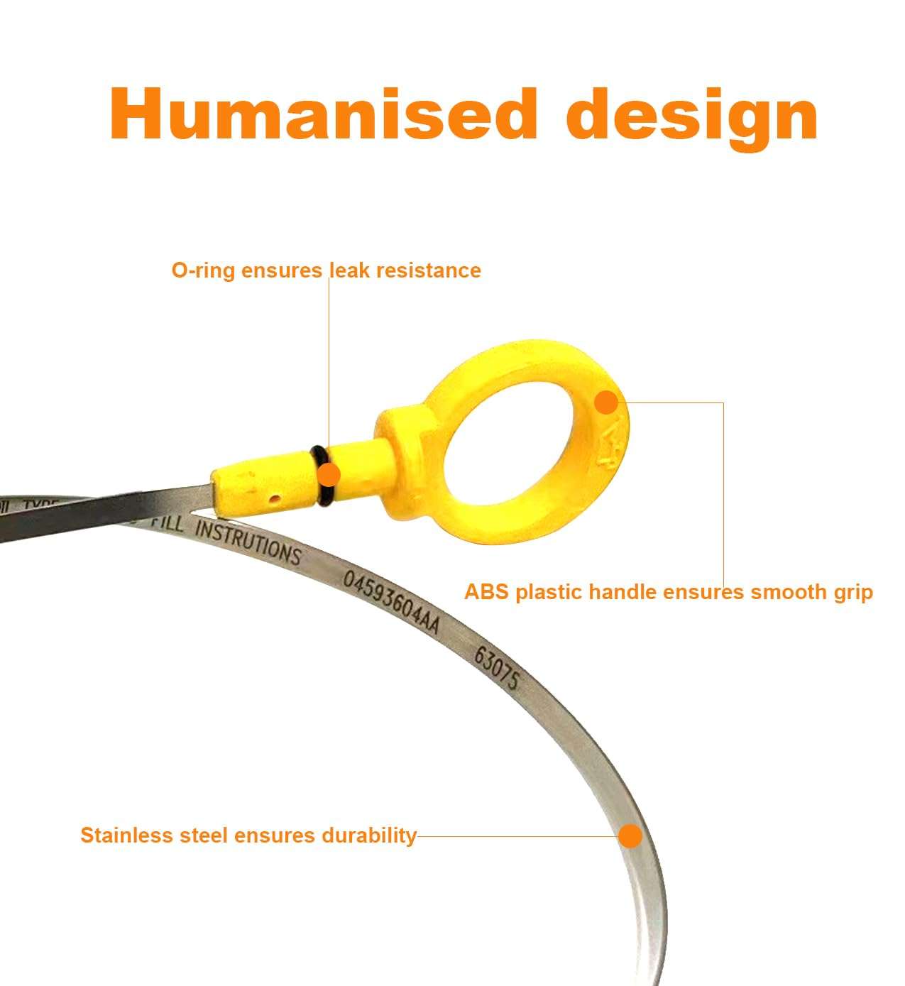 04593604AA Car Oil Dipstick, Engine Oil Level Dipstick,Fluid Level Indicator,Stainless Steel Automotive Engine Oil Level Dipstick Fluid Indicator, Universal for SUV, Truck, RV image number 2