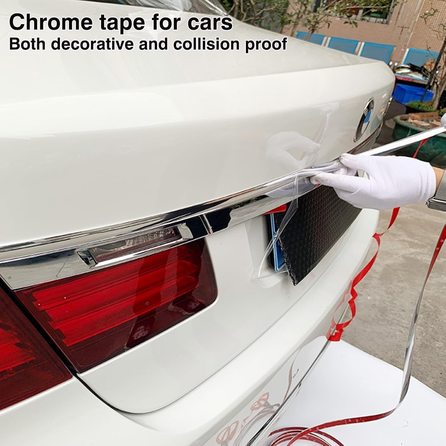 Chrome Trim, 6Mm &times; 3M Silver Flexible Molding Self Adhesive Automotive Tape - Peel and Stick Metallic Mirror Frame Edging Decorative Strip for Wall, Door, Furniture, Car image number 3