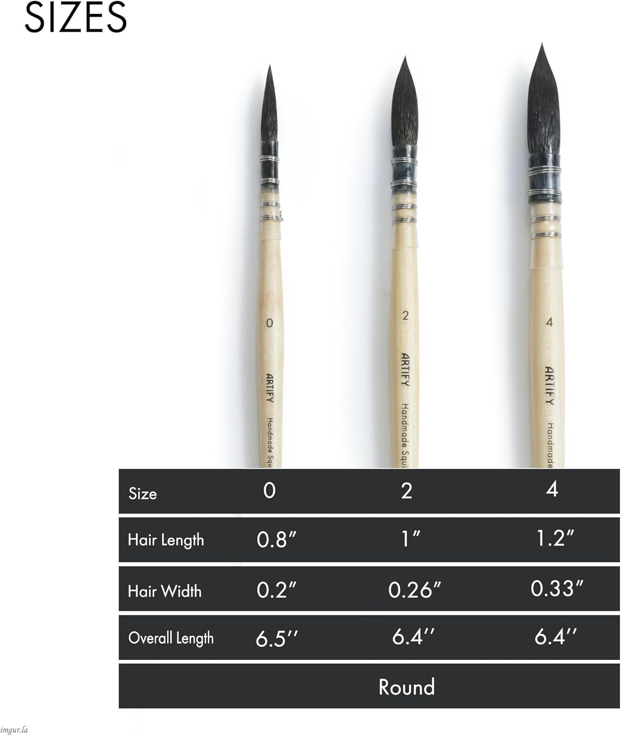 ARTIFY 3PCS Professional Natural Squirrel Hair Quill round Fine Tip Detail Watercolor Brush Set | Ideal for Watercolor and Gouache Painting | Sizes #0, #2, #4 image number 5