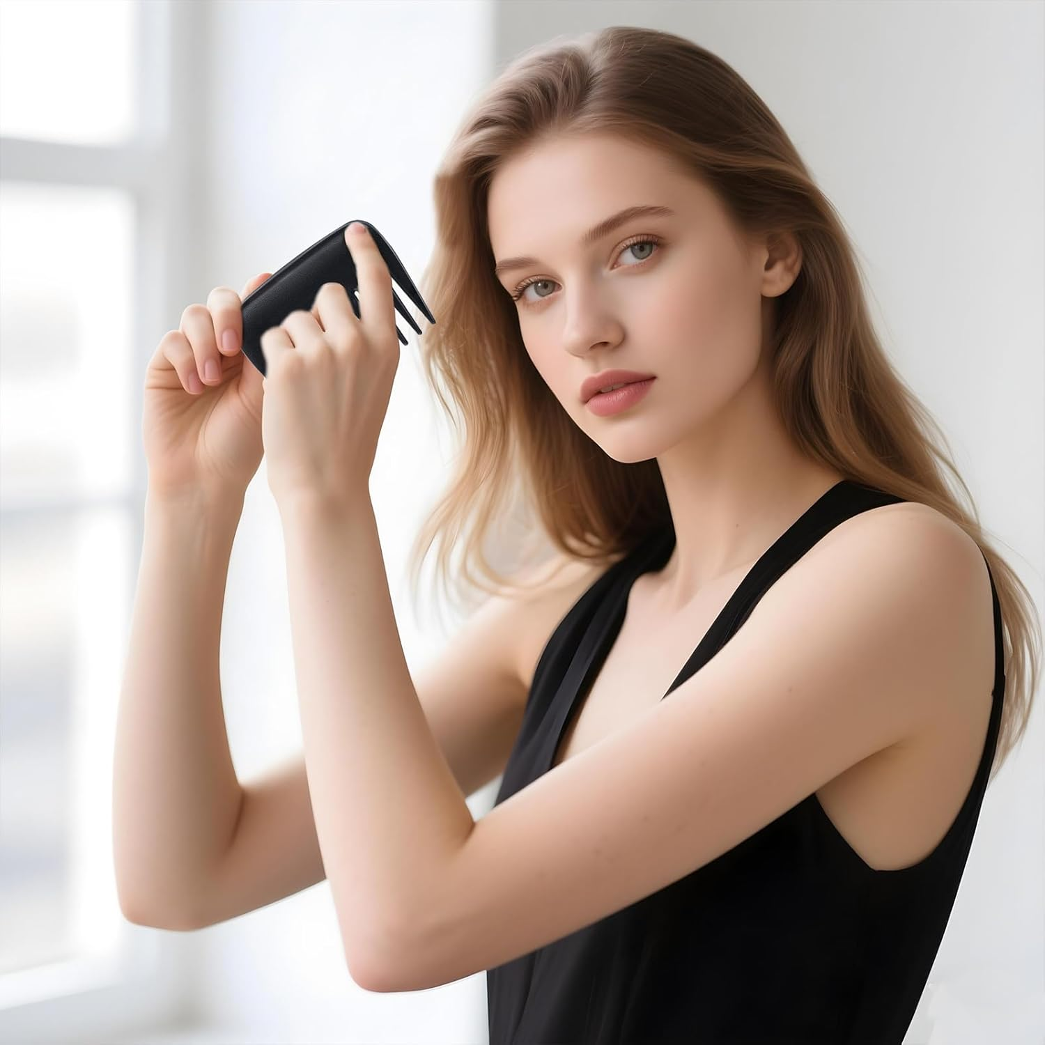 2 Pcs Wide Tooth Comb, Pocket Small Travel Mini Curly Hair Wallet Shower Styling Comb Suitable for Women and Men Straight, Curly, Wet and Dry Hair for Travel and Home Use, Black image number 3