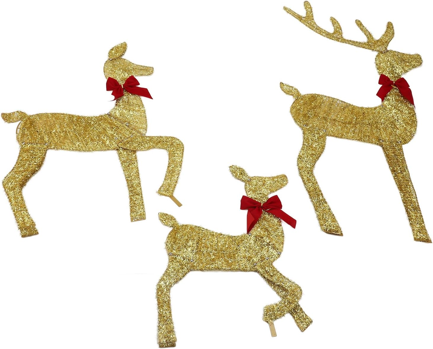 Xmas Deer Family Decoration Set, Light up Reindeer Decoration, 3 Piece Reindeer Family with LED Lights for Xmas Front Door Indoor Outdoor Lighted Holiday Displays image number 2