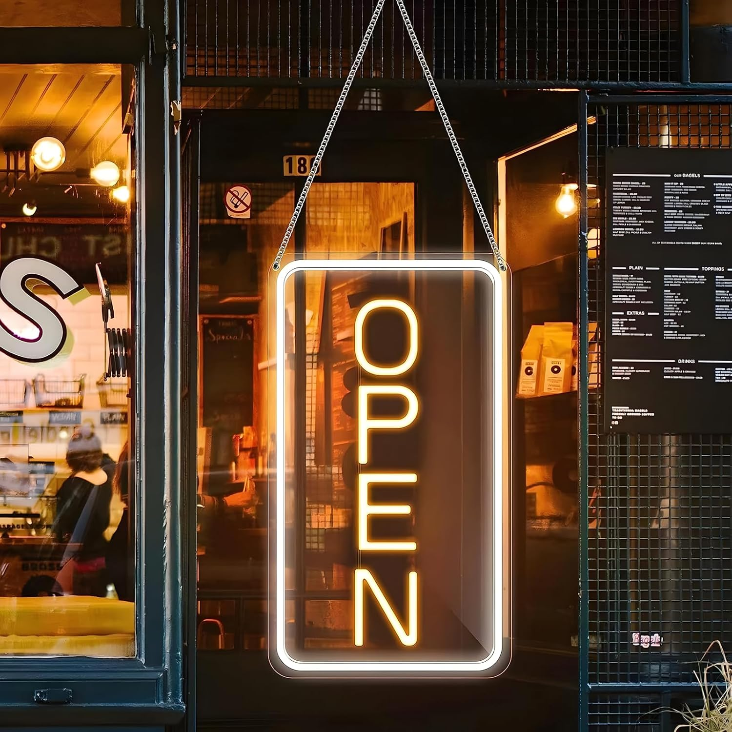 LED Neon Open Sign for Busines Signs,7.4"X15.9" LED Open Neonsigns Electric Display, Powered by USB for Bar, Gaming, Bedroom,Decoration, Coffee Shop,Hotel Etc,Vertical image number 1