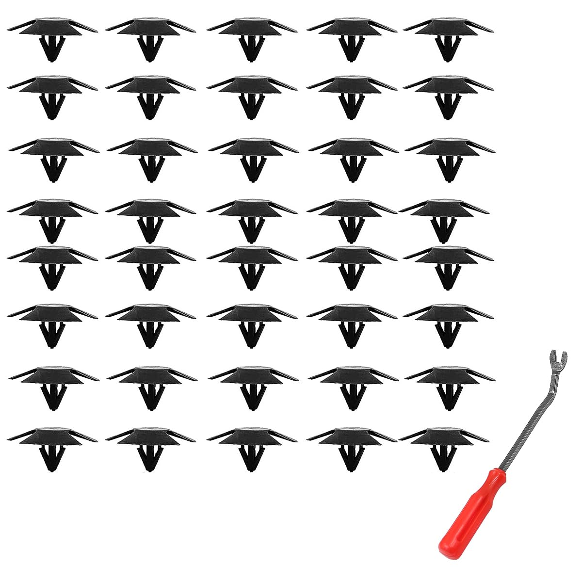 40Pcs NUZAMAS Hood Insulated Fixing Clips Hood Insulation Retainer Clips Rivets with Fastener Remover for Compatible with Jeep Chrysler Dodge Ram Replace OEM 4878883AA LH LHS Nylon Clip image number 2