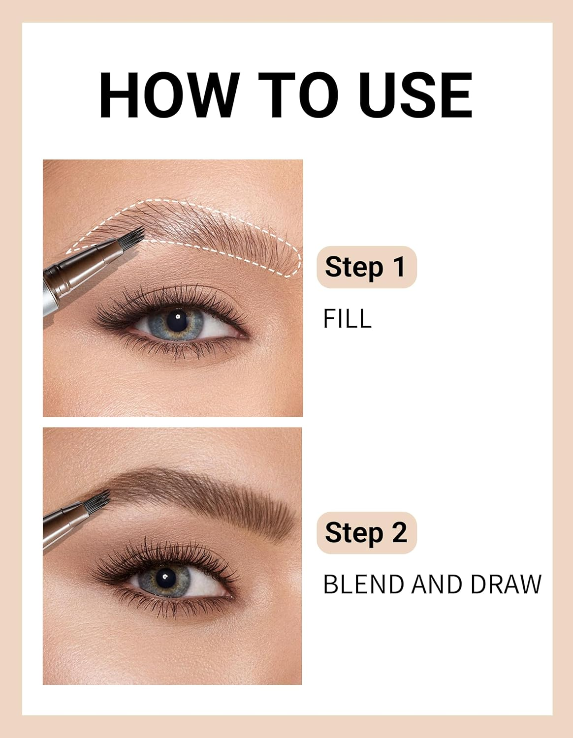 Erinde Microblading Eyebrow Pen, Waterproof Liquid Eyebrow Pencil for Women, Long Lasting Natural Brows Eyebrow Pens, Creates Full Realistic Hair like Strokes, Outlining Filling Eyebrow Makeup #02 image number 2