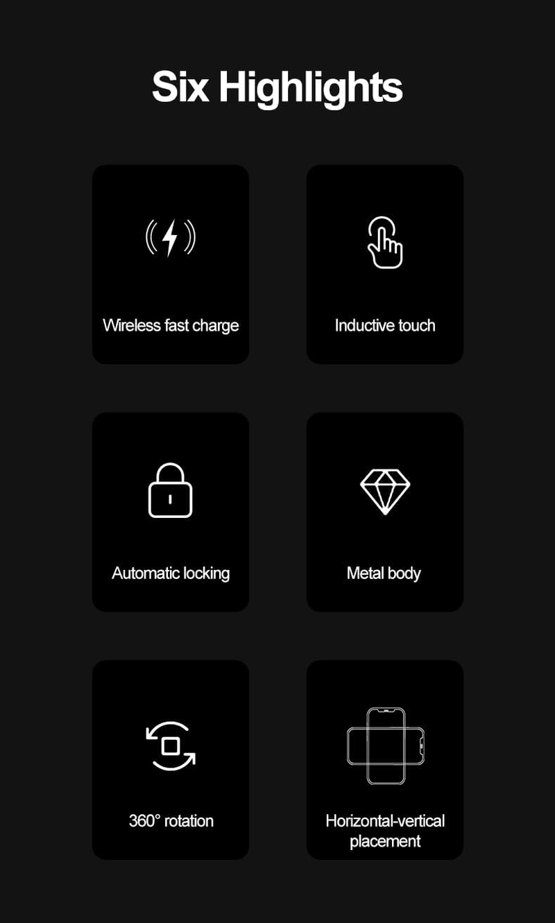 MMOBIEL Wireless Car Charger Automatic Phone Clamp Mount &ndash; 15W Phone Holder Wireless Charging Hands Free - Charger for Car Air Vent Clamp - Universal