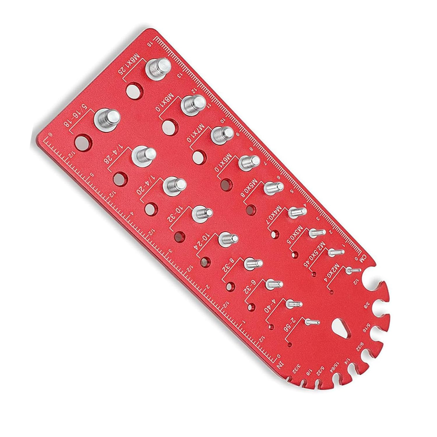 Thread Checker Bolt and Nut Aluminum Metric Imperial Sizes with Side Ruler Drill, Length Measurement for Mechanical Engineering, Construction image number 1