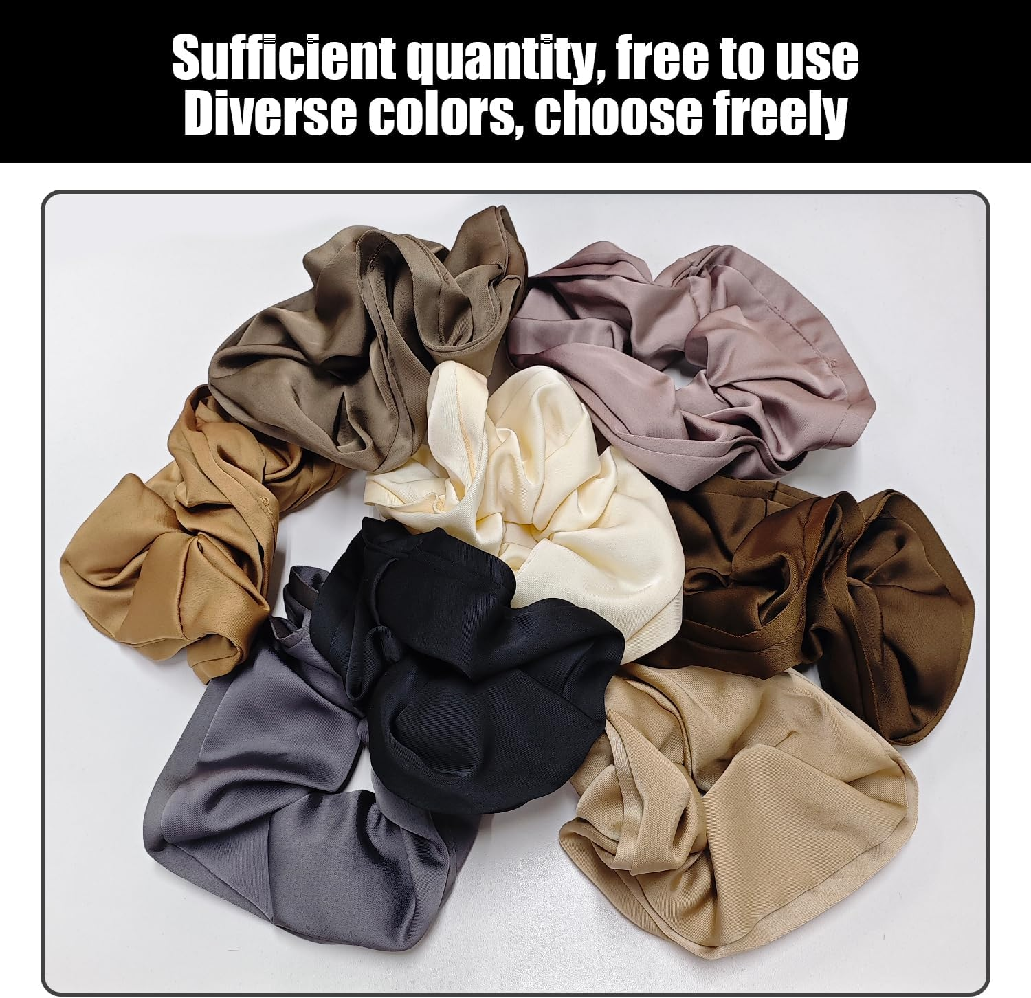 8 Fashionable Hair Rings, Simple Satin Hair Rings, Elastic Headbands, Hairstyle Decorations. image number 4