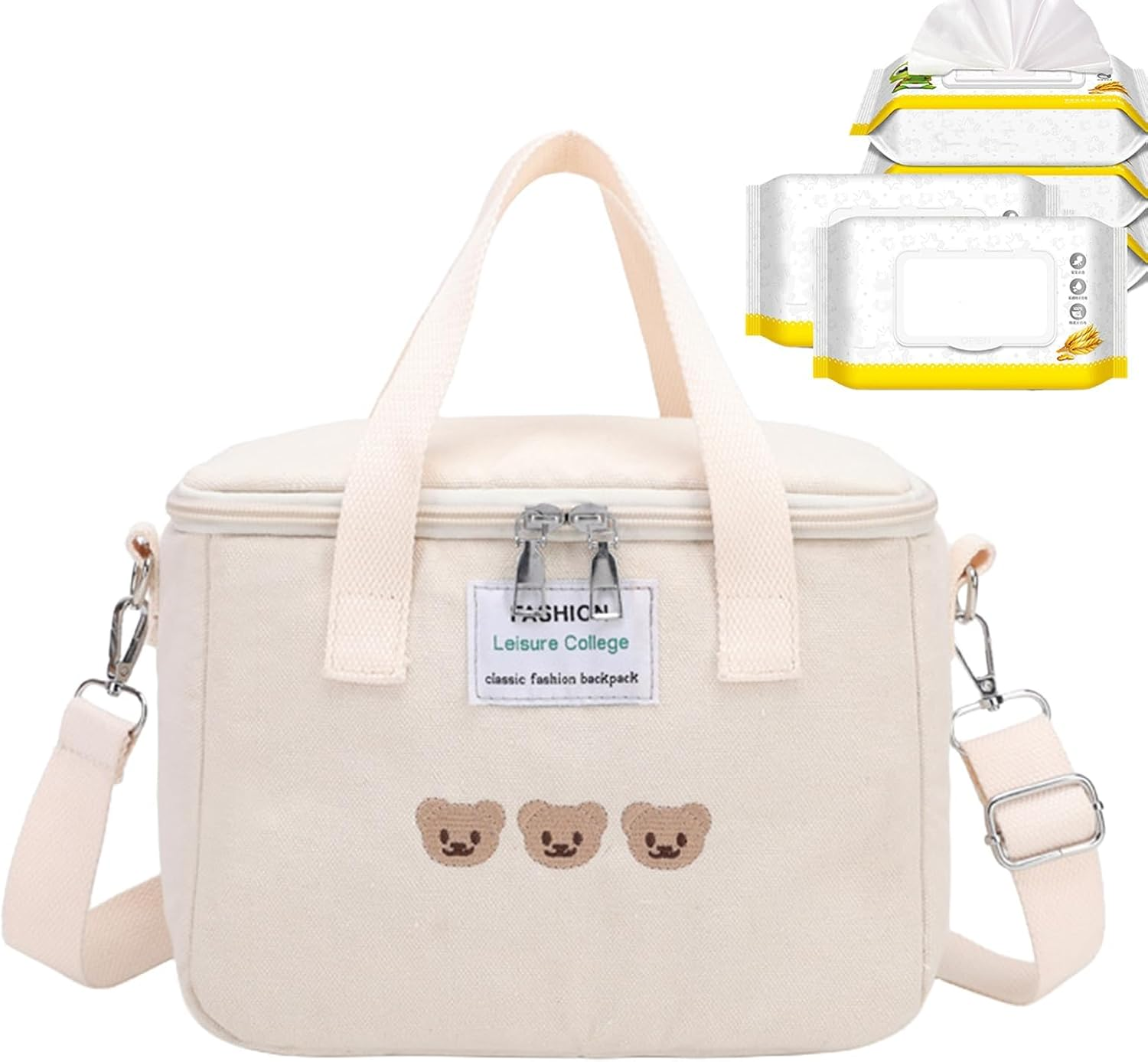 Baby Diaper Bag, Travel Storage Organizer, Cute Large Handbag | Spacious Insulation Layer Compartment Design, Adjustable Strap Utility Tote for Boys, Girls, Nursing, Stroller - Purple image number 6