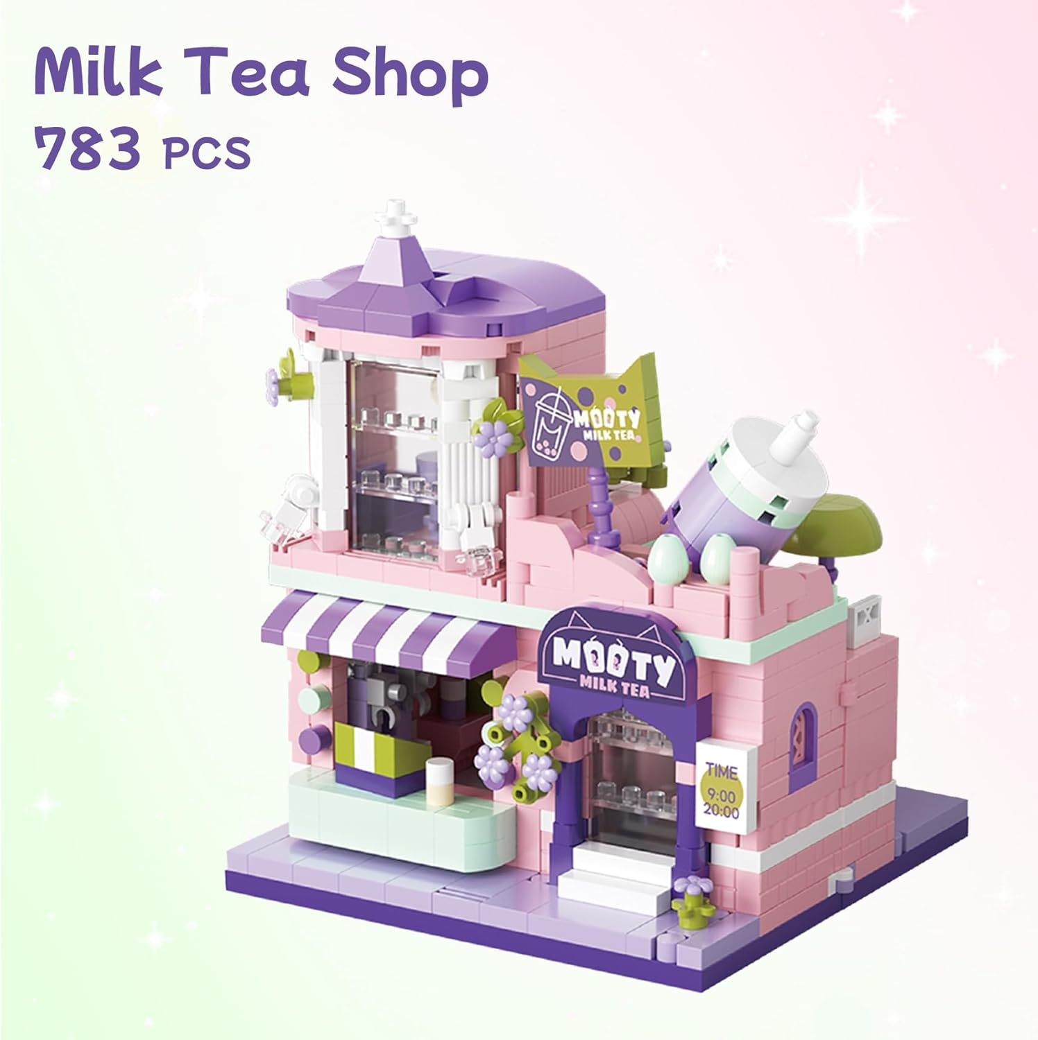 Geniteen Building Blocks Set, Flower Series Concept Store Building Set Model Kit and Gift for Kids and Adults，Gift for Birthday, Christmas and New Years (Milk Tea Shop) image number 1