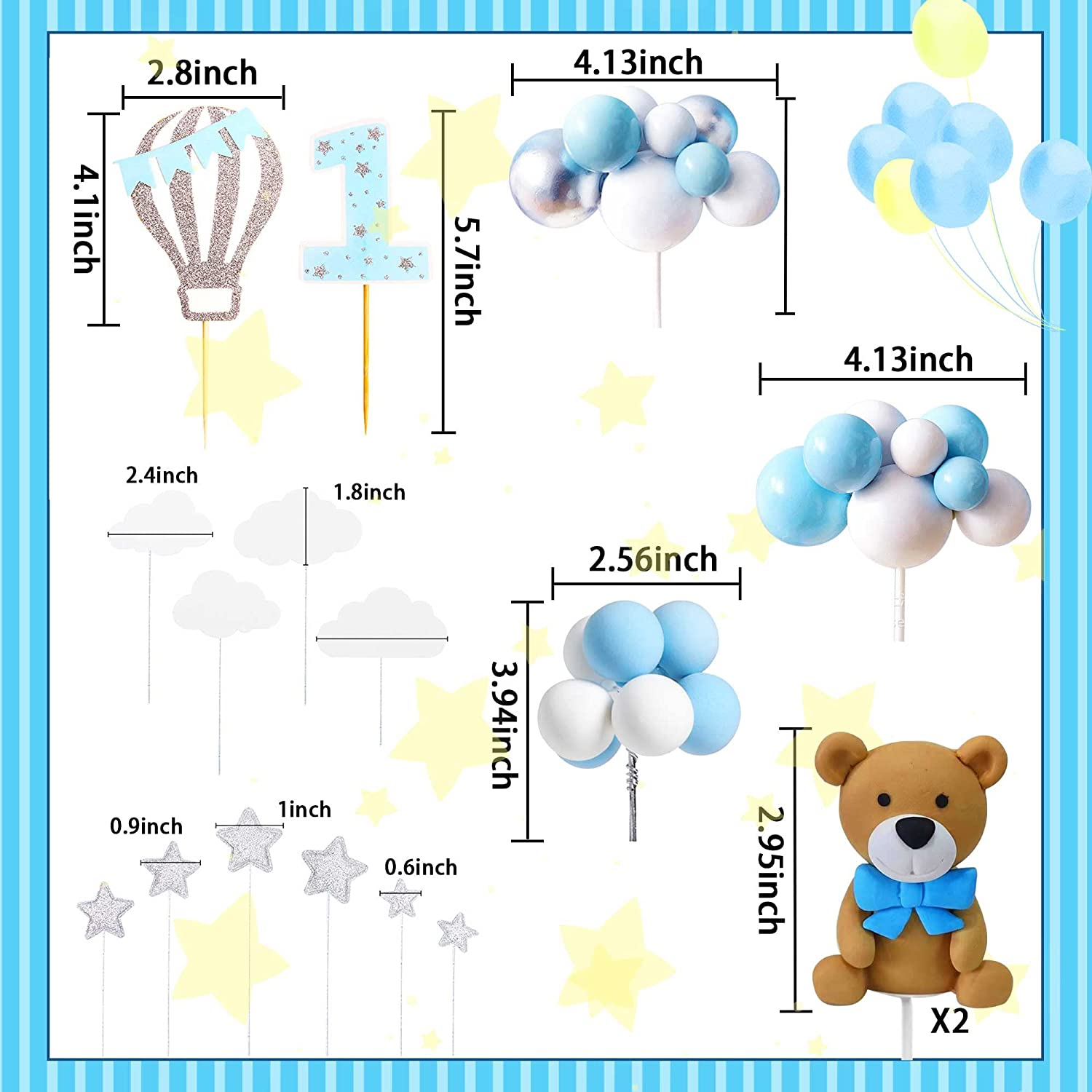 Jevenis Teddy Bear Cake Decoration for Baby Shower and Birthday Party Supplies image number 6
