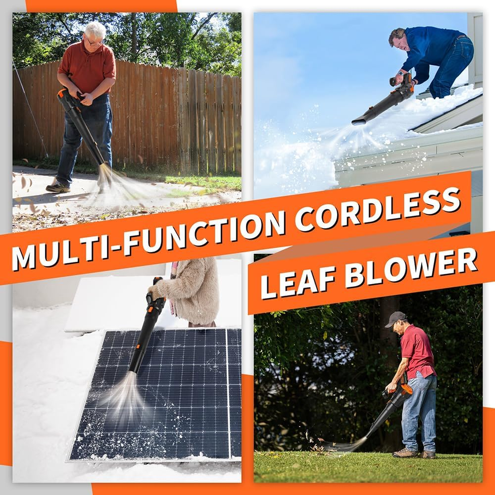 21V Electric Cordless Leaf Blower 200Km/H 2.0Ah Batteries and Charger - Lightweight Solution for Patio Cleaning, Lawn Care, and Leaf Blowing image number 4