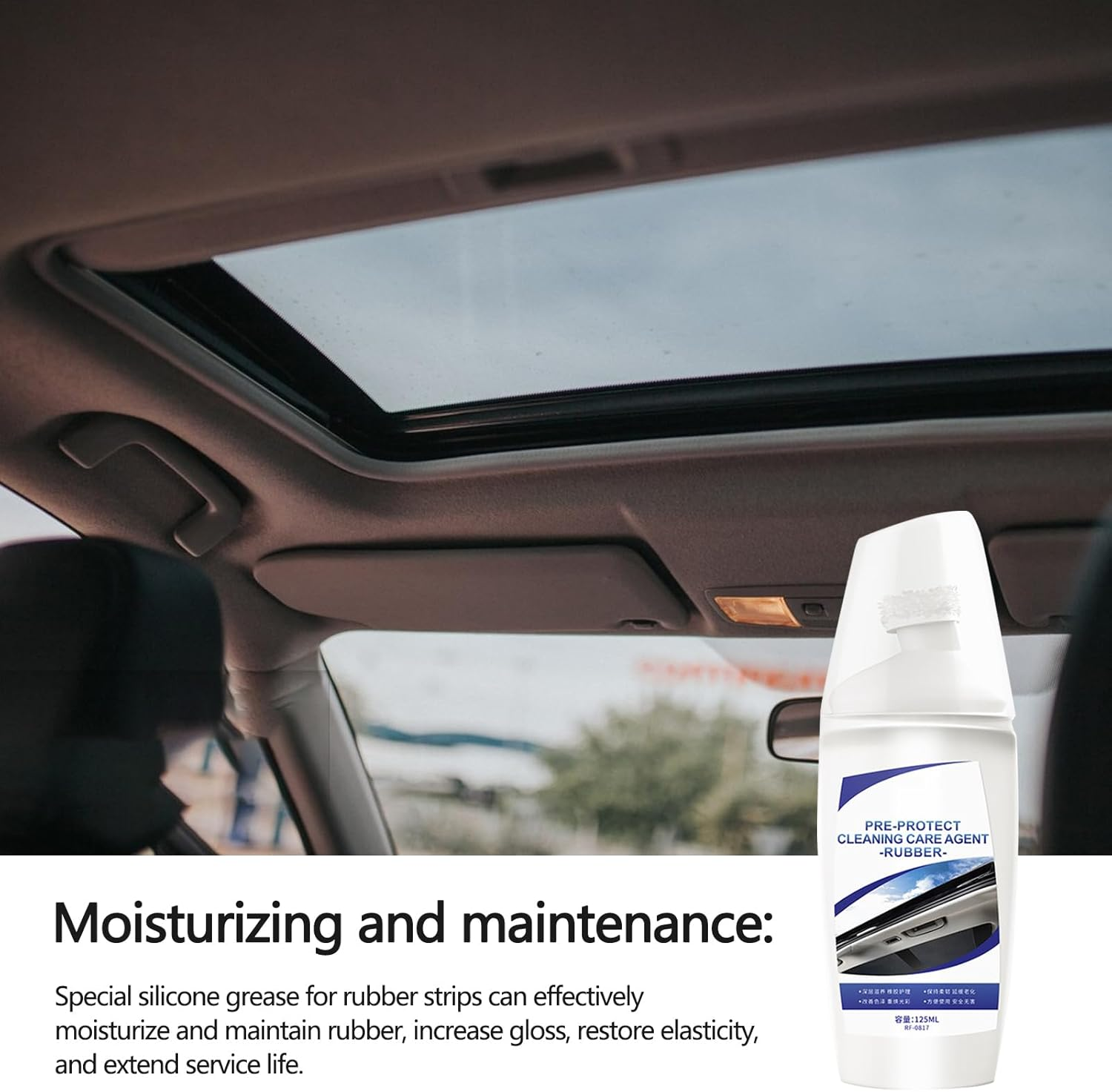 Car Rubber Seal Protectant - Car UV Protection Rubber Reseal Protectant 125Ml Care Lubricant | Professional Auto Windowtrack Saver for Automotive Gasket, Door, Hood image number 3