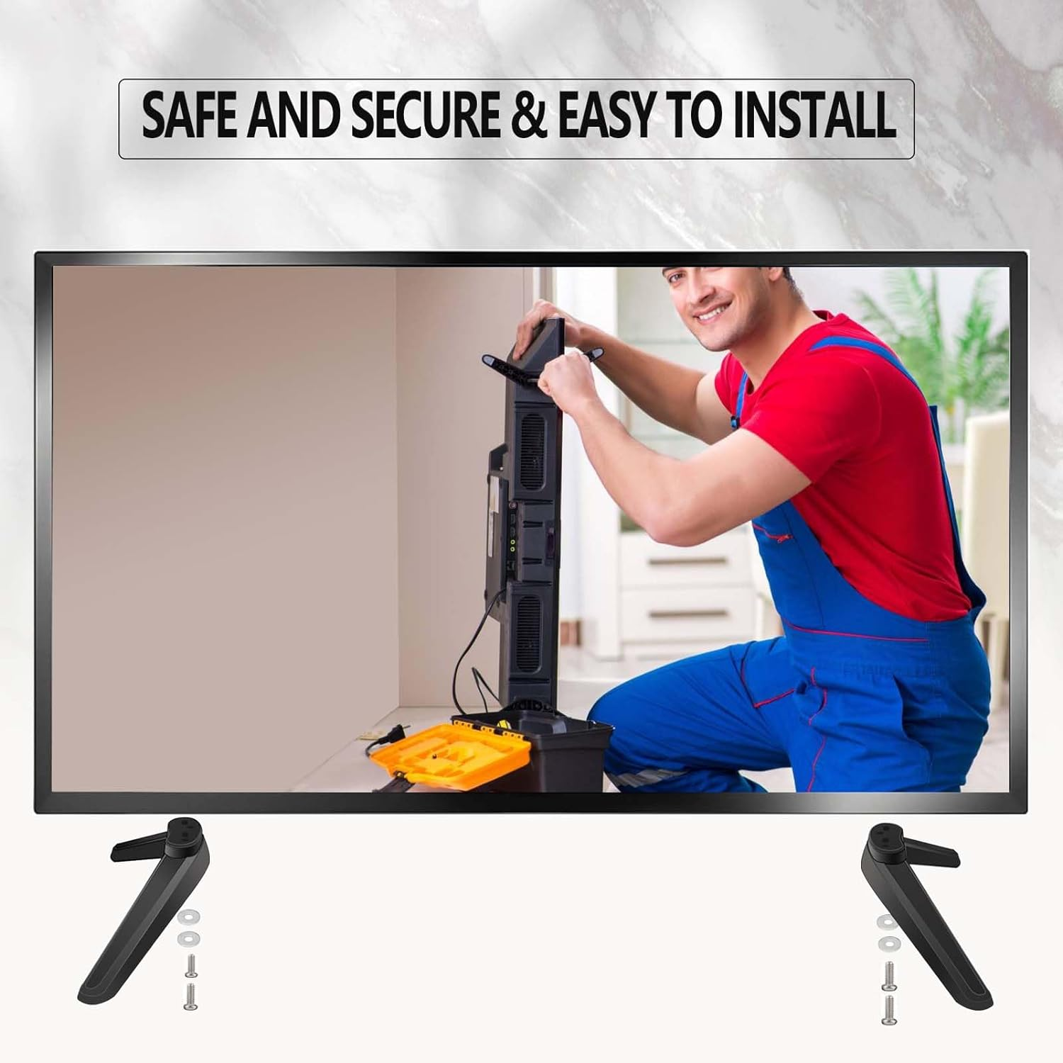 Universal TV Stand, TV Base Feet with Screw Set, TV Bracket, TV Mounts Replacement TV Stand Legs for Most LED Plasma Flat Screens 27 28 29 30 32 37 40 55 Inch image number 6