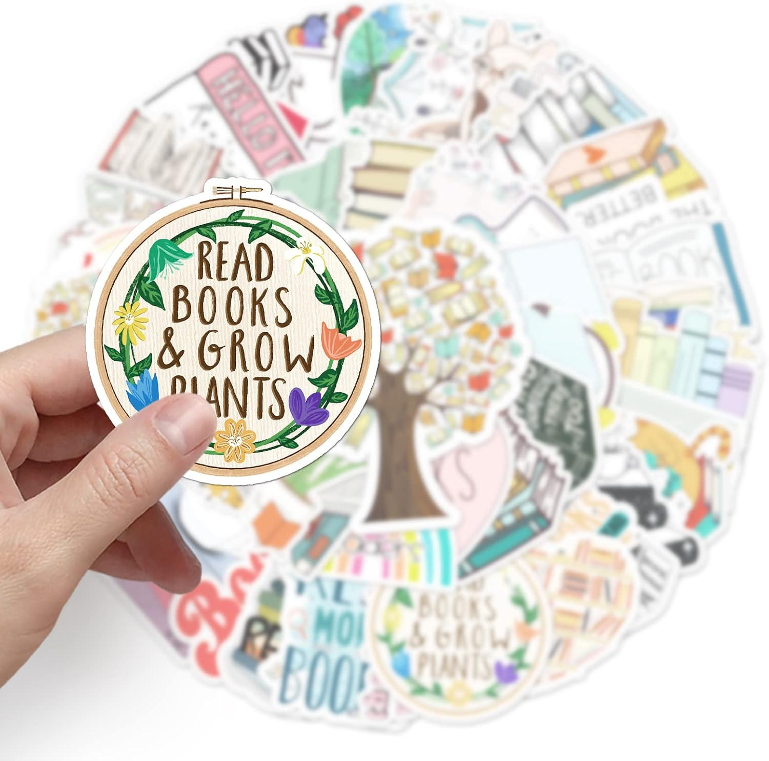 Reading Stickers 50Pcs Funny Inspirational Book Stickers for Water Bottle Laptop Scrapbooking Journal Luggage Skateboard Computer,Vinyl Waterproof Reading Lovers Decals for Teens Kids Students image number 1