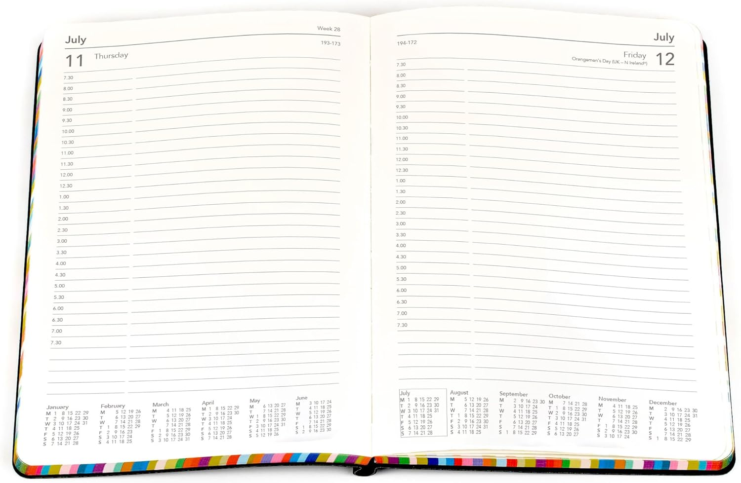 Collins Edge Rainbow 2025 Diary - A5 Day to Page Planner (With Appointments) - Light Blue - (ED151.U57-25) - Daily Planner with Soft Touch Covers and Coloured Page Edges