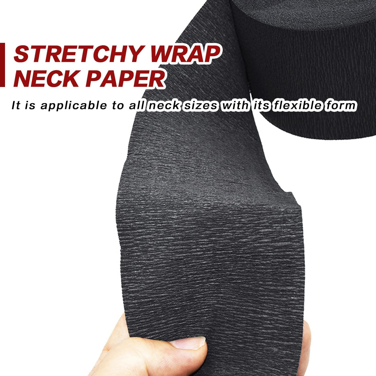 Ericotry 2Rolls Disposable Barber Neck Strips Hairdressing Stretchy Neck Paper Wrap Barber Accessories for Salon Barber Shop Hair Cutting Styling (Black) image number 5