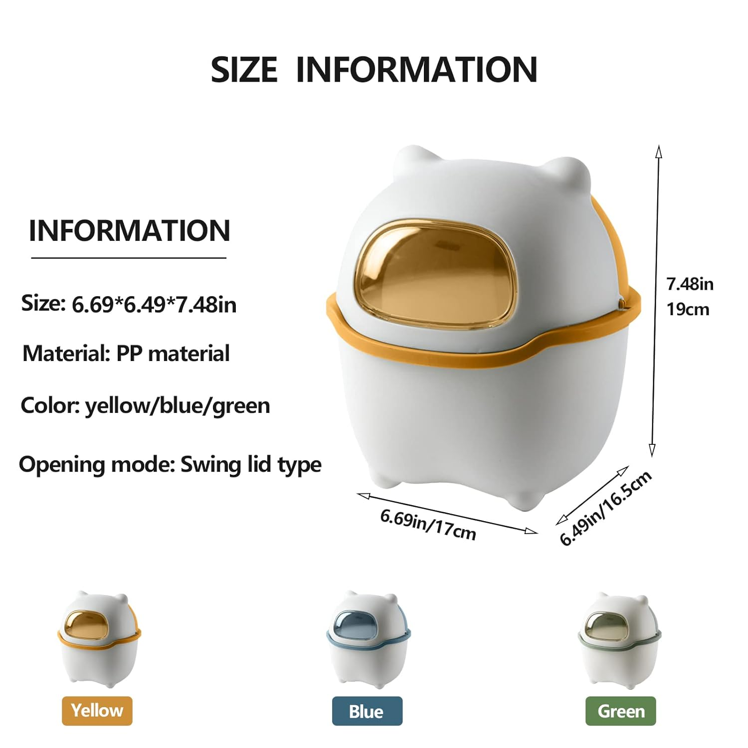 Mini Desk Trash Can Flip Countertop Garbage Bin Small Trash Can Bathroom Trash Cans with Lids for Kitchens, Offices, Waste Basket for Dressing Table (Yellow) image number 1