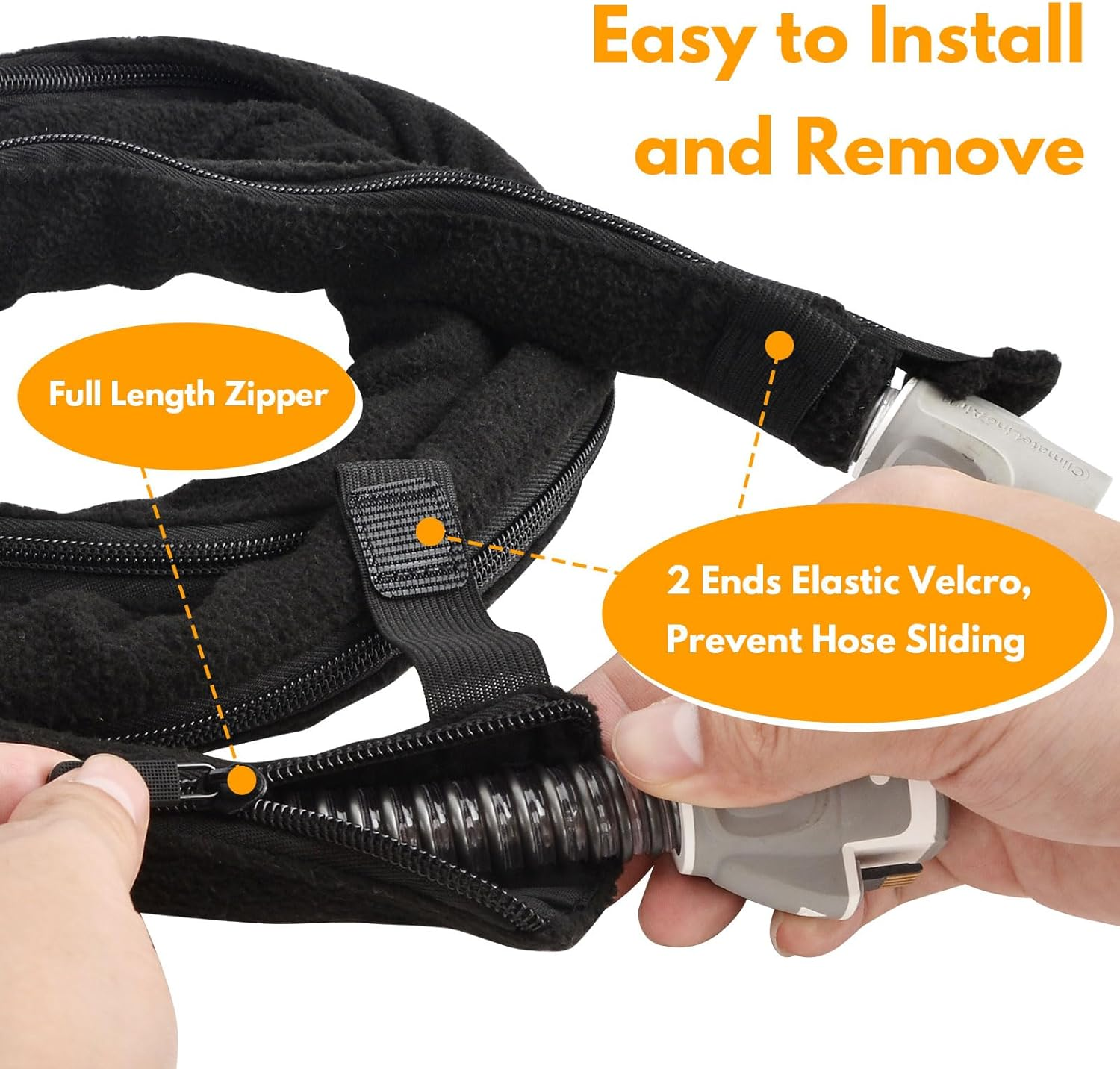 Healvaluefit CPAP Hose Cover Cat Proof, 6.3Ft CPAP Tubing Cover Full Length Zipper Easy to Install and Remove, Compatible with Resmed Airsense 10 & 11 Tubing image number 3