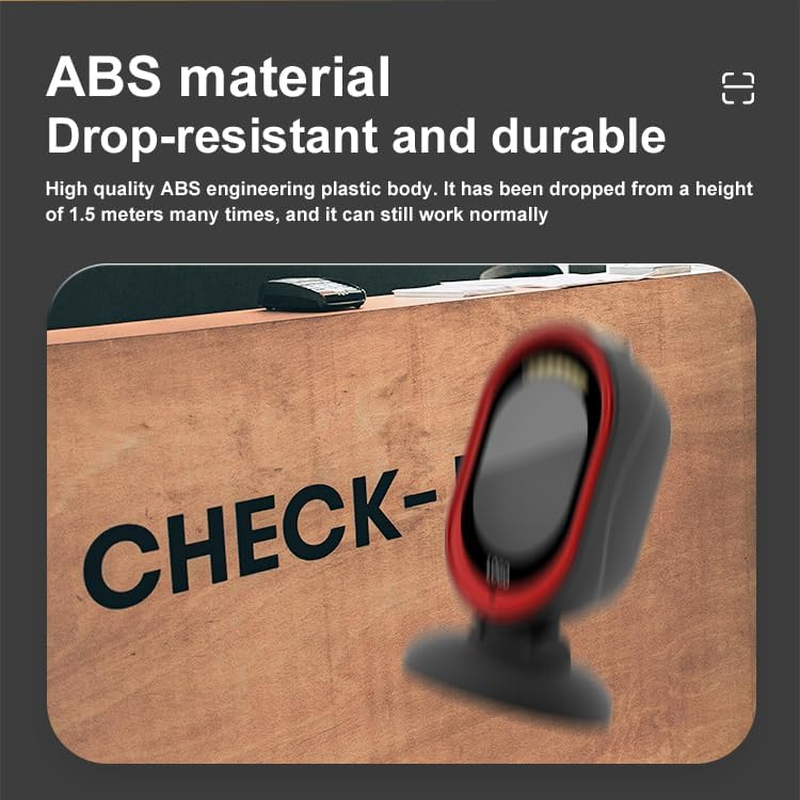Fast 2D Hands-Free Barcode Scanner, USB Wired Desktop Barcode Reader 1D 2D PDF417 Data Matrix Bar QR Code Reader with Automatically Scanning for Retail Store Supermarket Mall Business image number 4