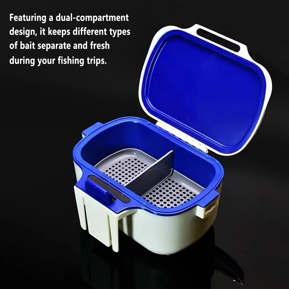 AIMALL Portable Fishing Live Bait Box with Moisturising Design, Heat Preservation, and Dual Compartments for Earthworms and Red Bugs, Compact Size 5.5X3.9X3.1In - Yellow image number 6