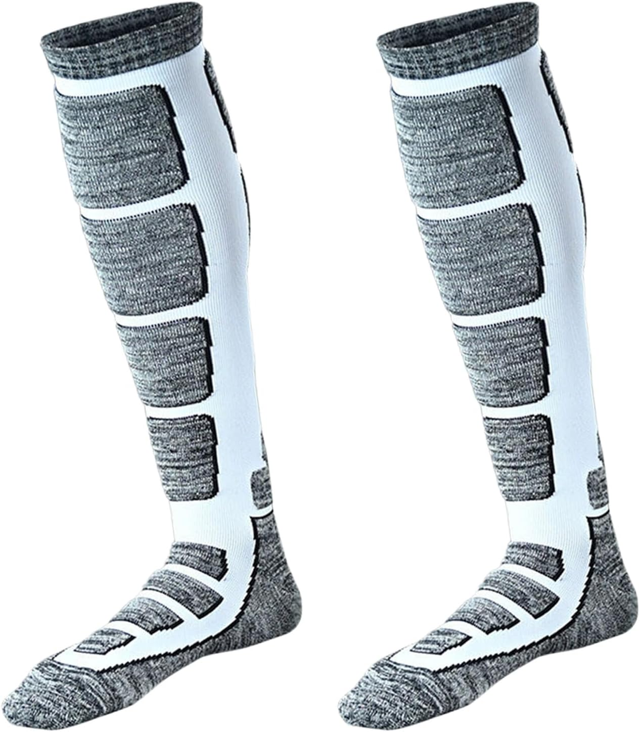 Dress Cici Ski Socks for Winter for Cold Feet, Thick Cushioned Knee High Cold Weather Socks to Keep Feet Warm (3 Pack) - Blue+Fluorescent Green+Orange image number 3