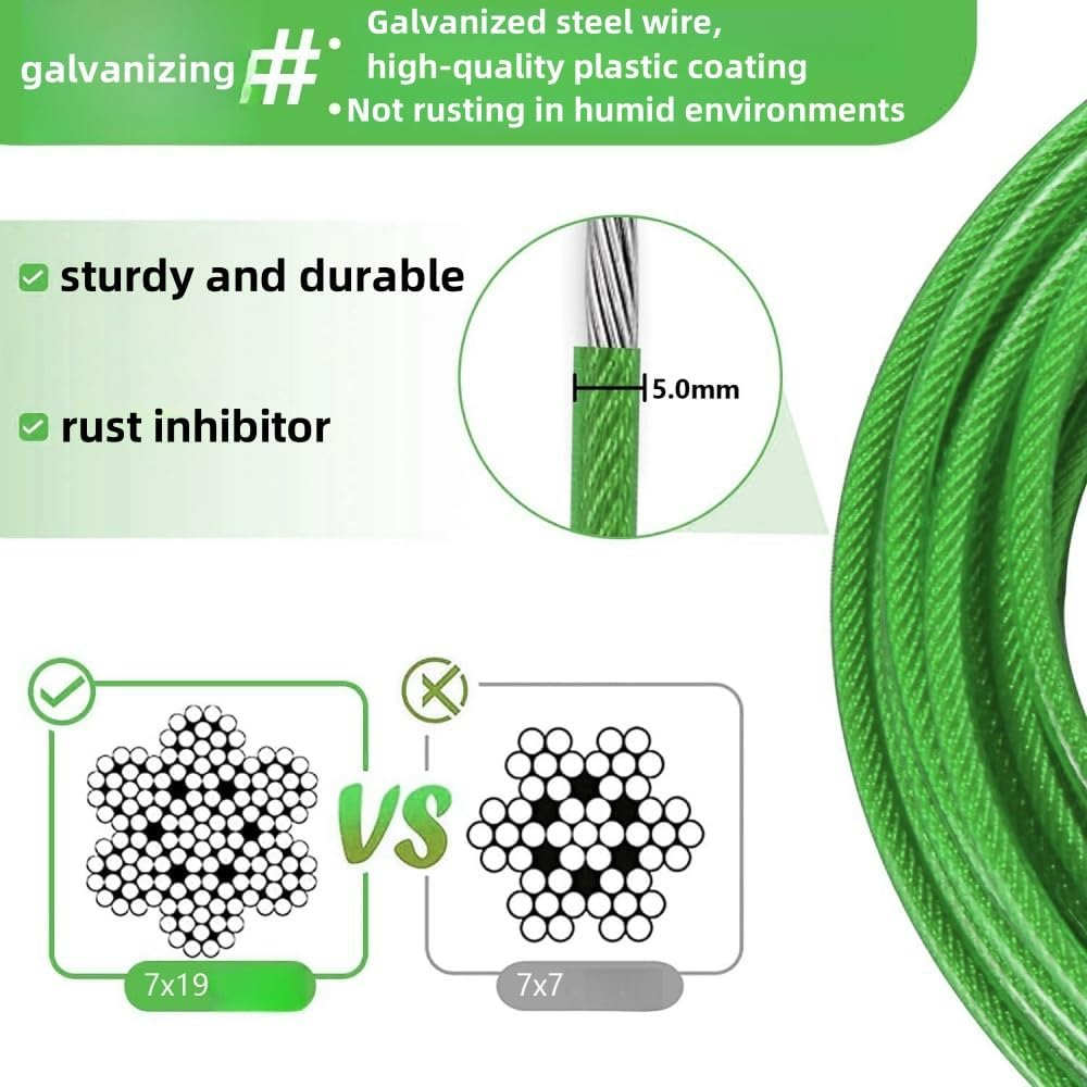 Xshelley Diameter(5 Mm) Dog Tie Out Cable-5 M Heavy Duty Dogs Chain with Shock Absorbing Spring-Yard Camping Outdoor Sturdy Lead for Small to Large Dog up to 150Kg image number 5