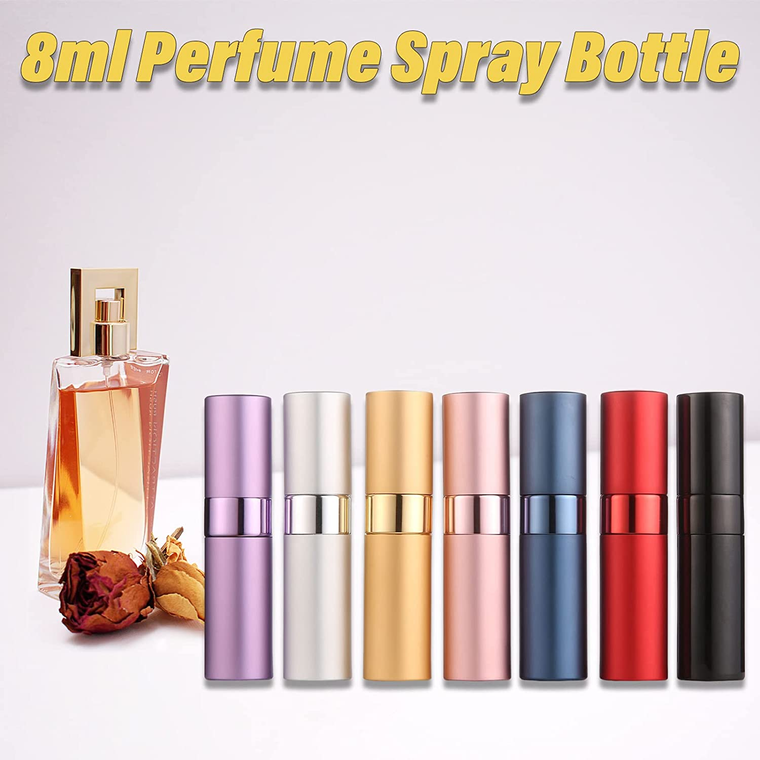 YUNAI 1Pcs Perfume Atomizer Refillable Bottles, 8Ml Portable Mini Spray Travel Bottle, Easy to Refill Glass Inner Empty Atomizer Bottle for Outgoing and Travel(Black) image number 2