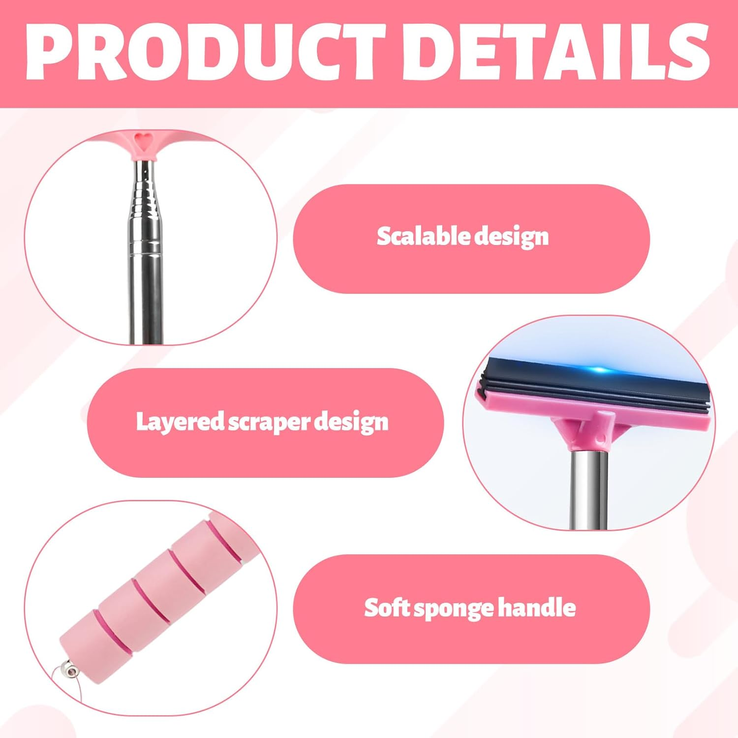 Wing Mirror Squeegee,2 PCS Car Side Mirror Squeegee,Car Rearview Mirror Wiper,Retractable Car Mirror Wiper，Mini Wing Mirror Wiper,Mini Squeegee for Car Windows Car Mirror(Black+Pink) image number 3