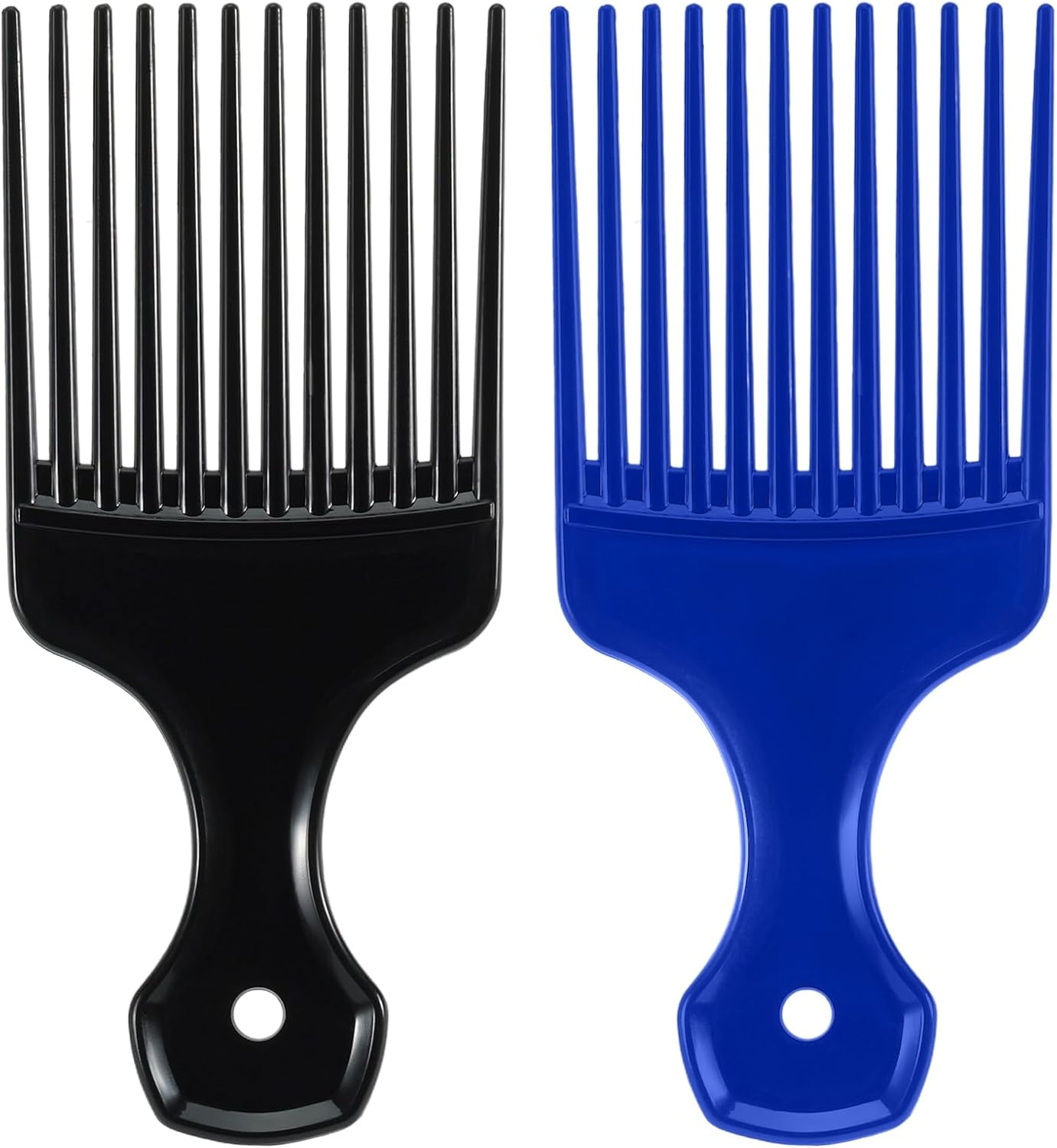 2 Pcs Hair Pick Comb Wide Tooth Lift for Hair Styling Detangling Plastic Afro Comb for Women Men (Black, Red)