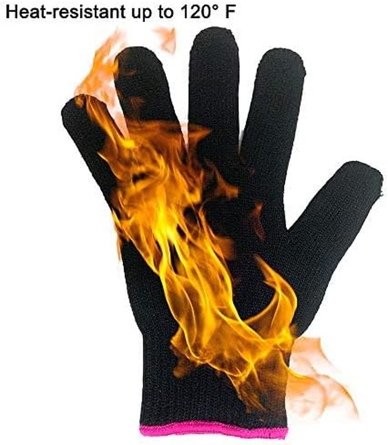 2 Professional Heat Resistant Gloves for Hair Styling Heat Blocking for Curling, Flat Iron and Curling Wand Suitable for Left and Right Hands image number 2