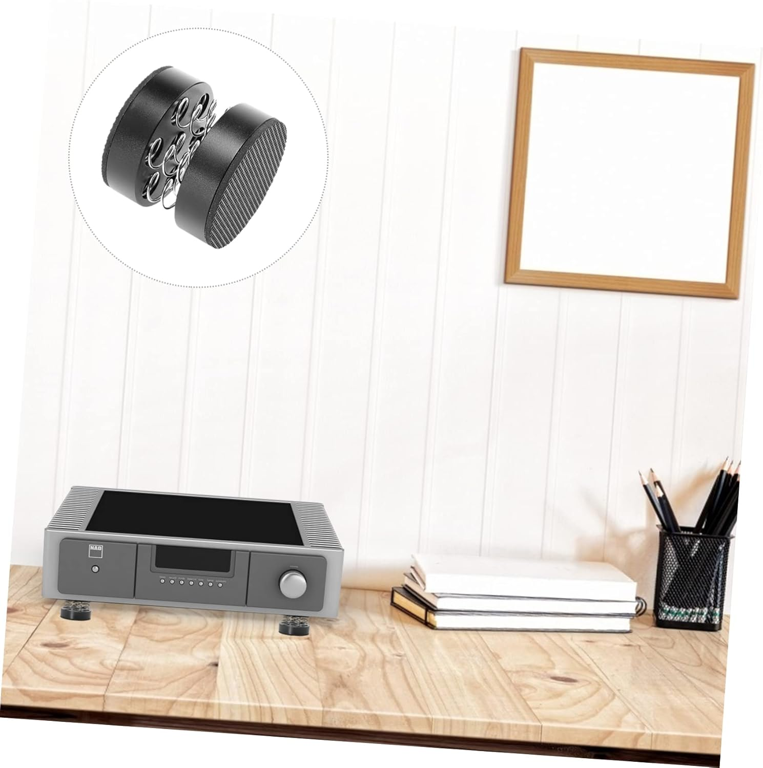 FELTECHELECTR Amplifier Feet Pads Spring Shock Absorber for Hifi Audio Equipment, Black Aluminum Alloy Non-Slip Feet Cushions 40X44Mm, Furniture Vibration Dampening for Home Electronics