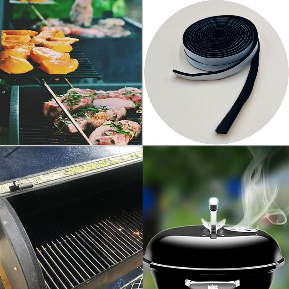 High Temperature Grill Seal Self Stick Felt,1.5Cm*5M Gasket Smoker Seal Self Stick Grill Tape for Accurate Barbecue Temperature Control Performance image number 2
