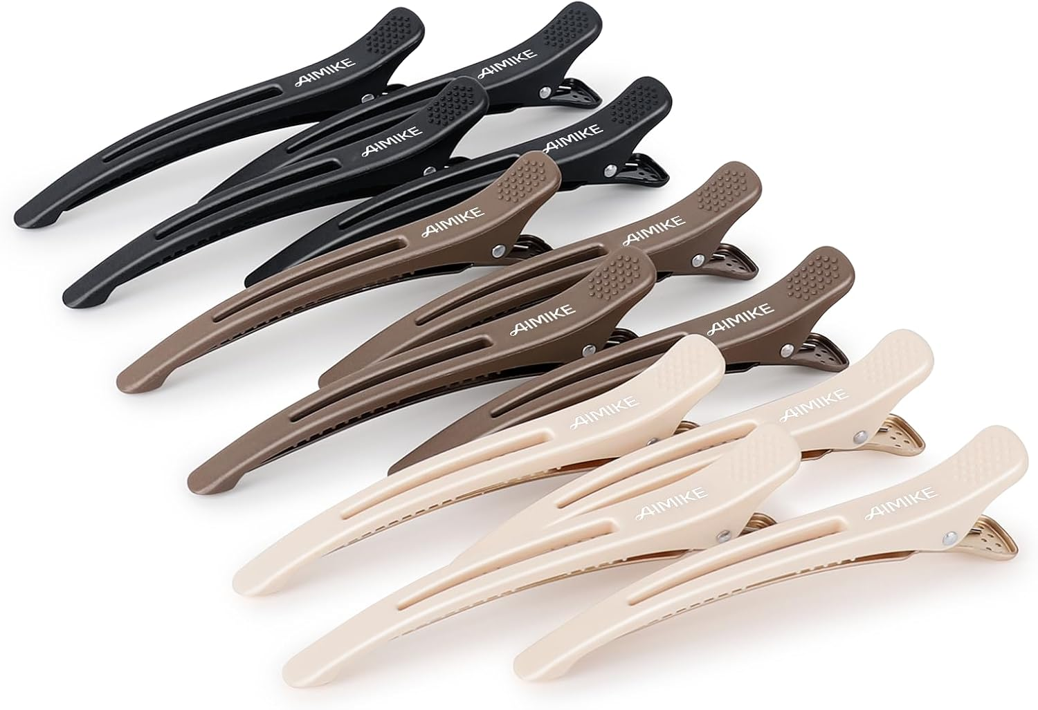 AIMIKE Professional Hair Clips for Styling Sectioning, 12Pcs Non Slip No-Trace Duck Billed Hair Clips with Silicone Band, Salon and Home Hair Cutting Clips for Hairdresser, Women, Men-10.9 Cm Long image number 4
