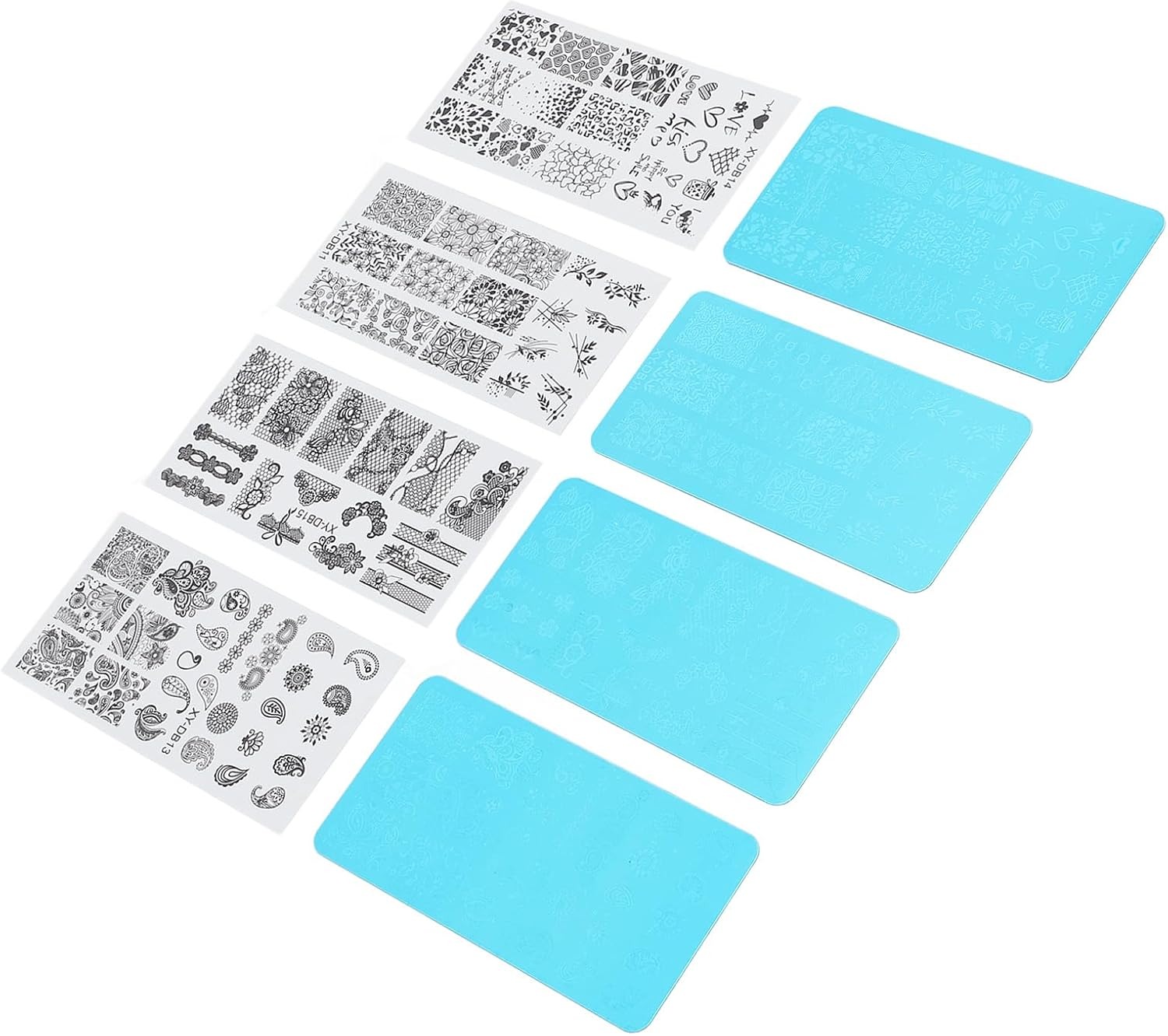 French Nail Art Stamping Plate 4Pcs Nail Polish Printing Steel Plate with Transparent Films Nail Stamping Plate for Artificial Nails image number 2