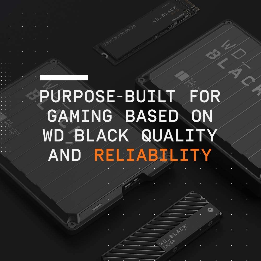 Wd_Black P10 6TB Game Drive, Portable External Hard Drive, Speeds up to 130 Mb/S, Works with Console, PC, Playstation, Xbox, save up to 125 Games, Portable Game Drive, Black image number 3