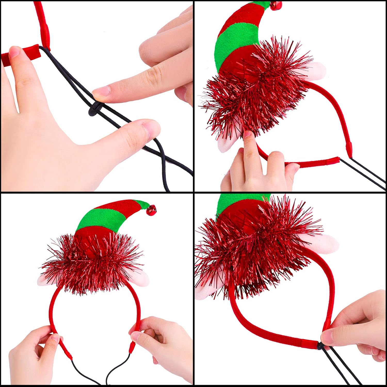 Aneco 3 Pack Christmas Puppy Dog Elf Headband Christmas Pet Elf Costume Hair Hoop Pet Hat for Dog Puppy Cat image number 3