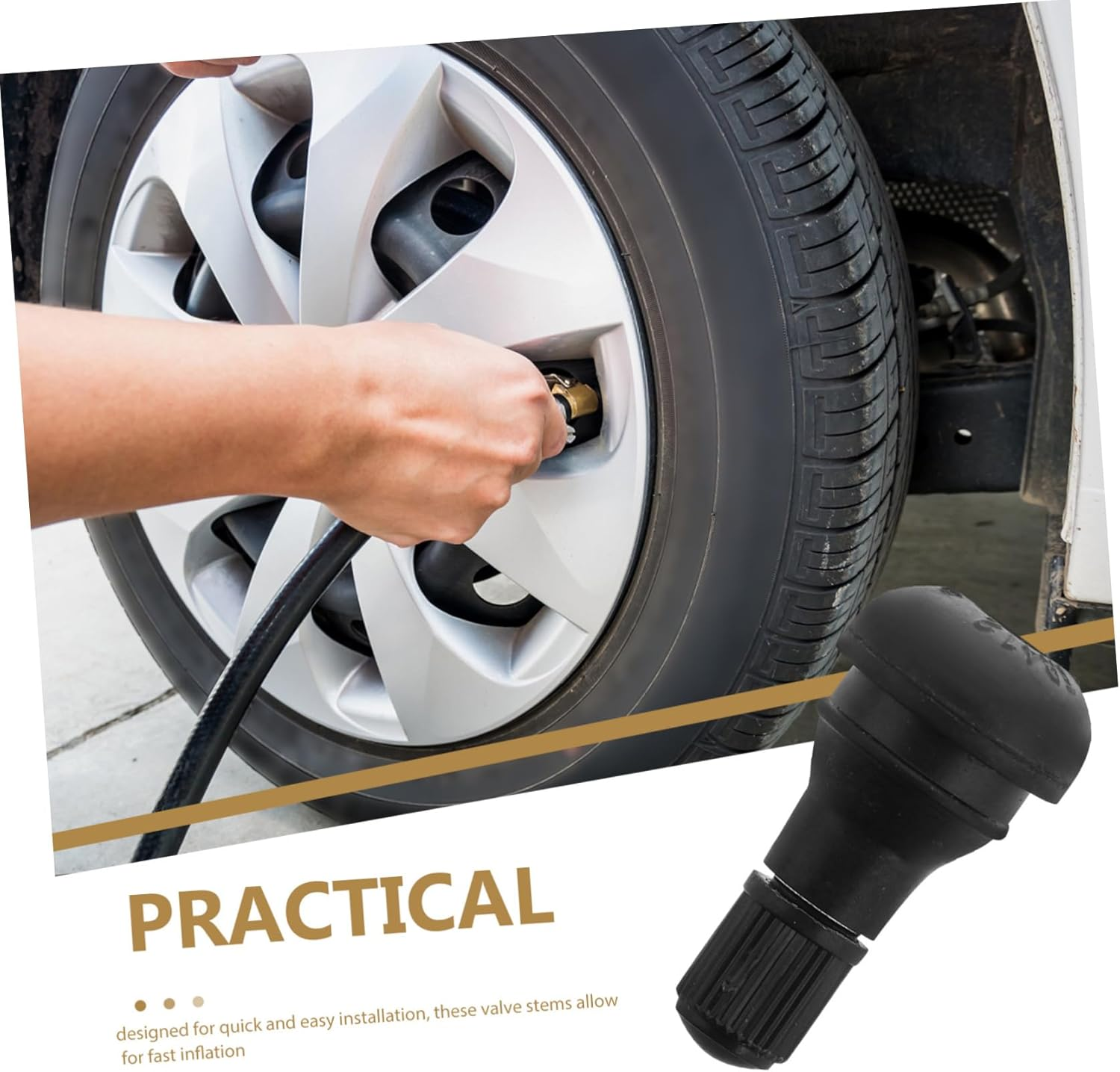 COSMEVIVI 4Pcs Tubeless Tire Valve Stems Replacement for Automotive Tires Leakproof Heavy Duty -In Installation image number 3