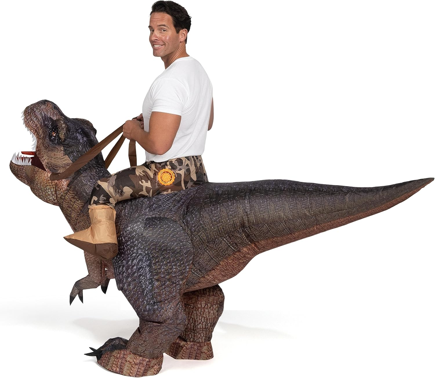 Spooktacular Creations Halloween Inflatable Costume,Dinosaur Ride-On T-Rex Blow up for Dressup image number 1