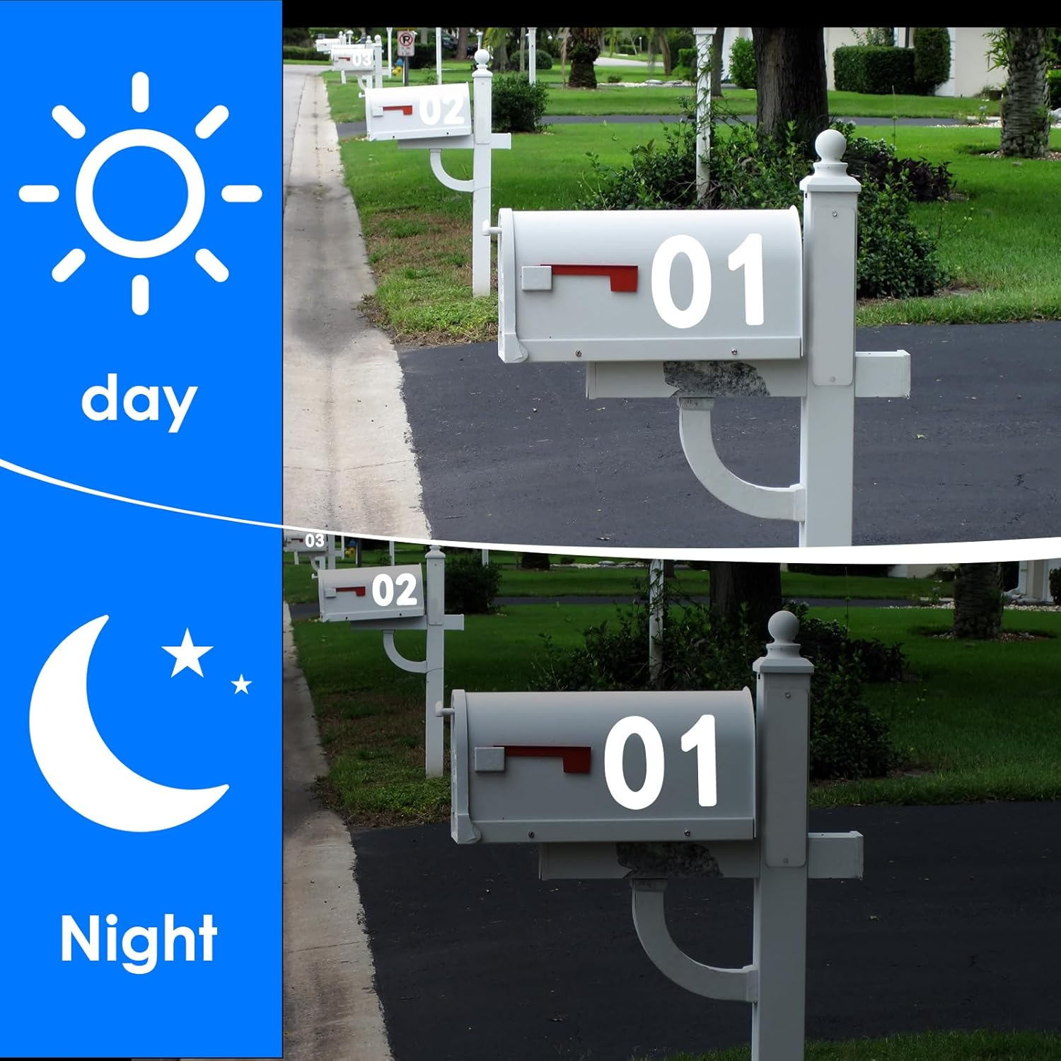 40 Pcs Reflective Address Number Set - 3" & 4" Waterproof Mailbox Numbers, Self-Adhesive House Numbers for Doors, Bins & Signs - High Visibility Outdoor Address Stickers (Silver, 0-9 Digits) image number 4