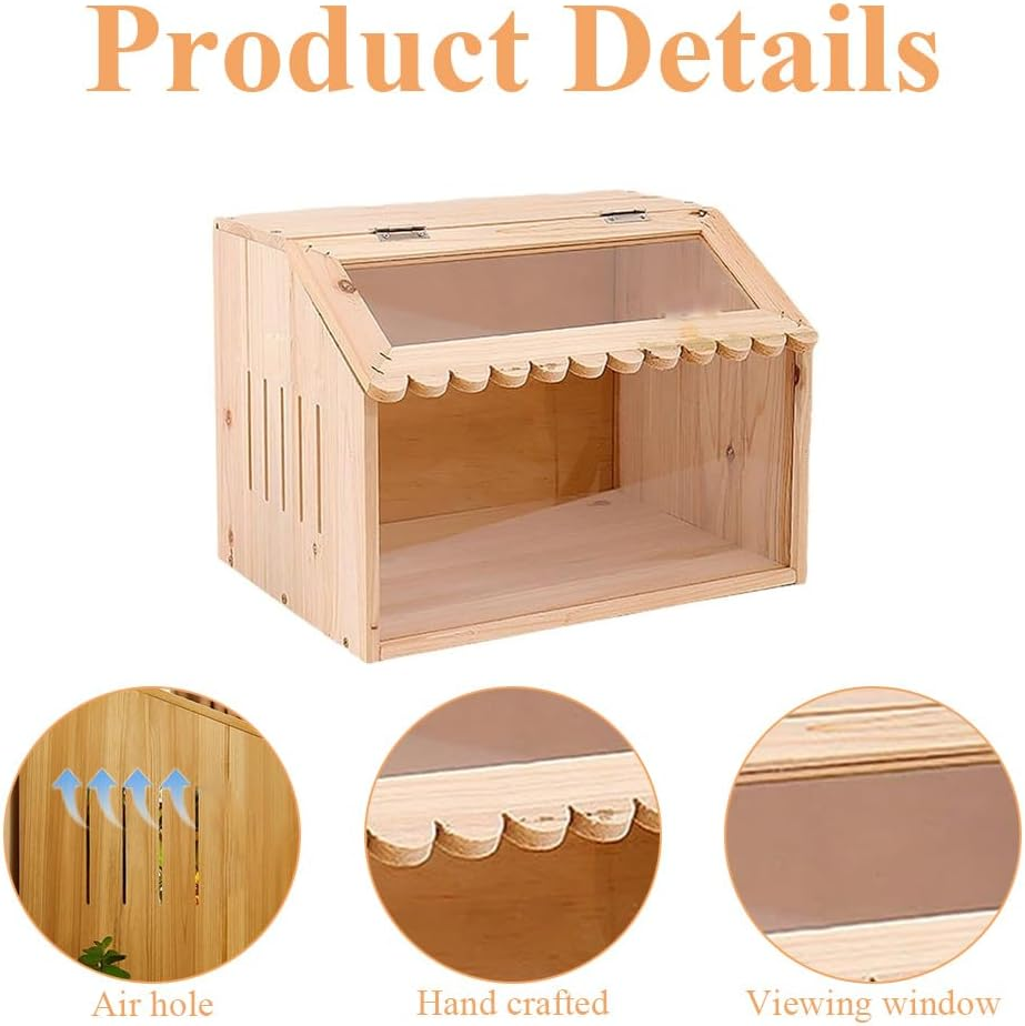 Wooden Brooder Box, Chicken Cage, Indoor Hamster Breeding Box, Brooder Supplies, Peep Shed Clear Window for Baby Chicks, Ducks, Quail Birds（40 * 30 * 30Cm）