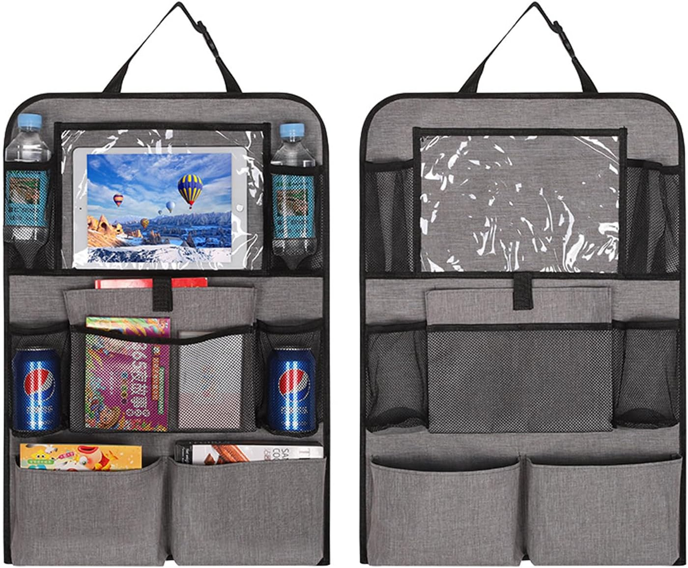 Backseat Car Organizer, Kick Mats Back Seat Protector with Touch Screen Tablet Holder, Kids Durable Waterproof Oxford Fabric, 9 Storage Pockets for Snacks Toys,Car Accessories (1Pack-Black)