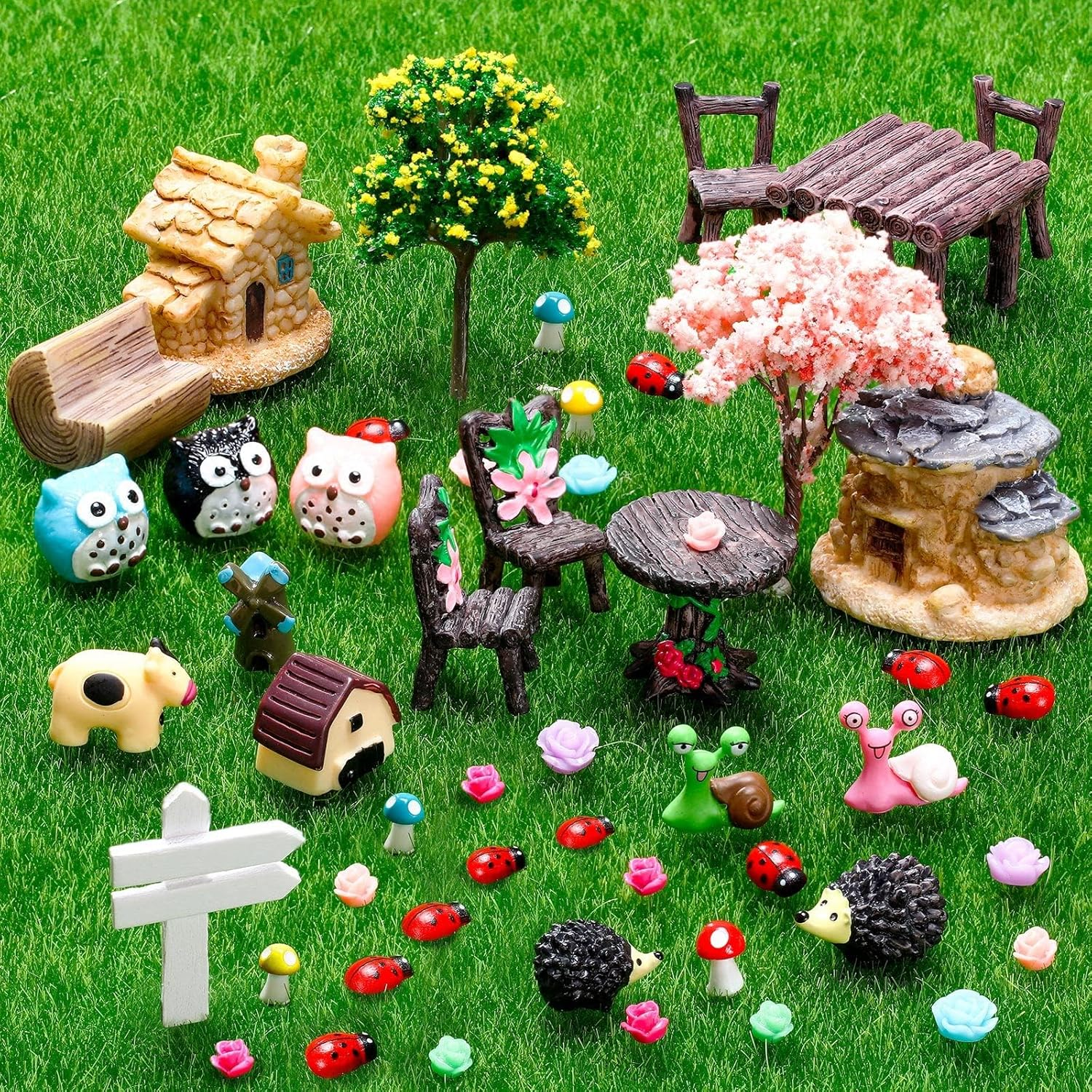 64 Pieces Miniature Garden Accessories Mini Animals Miniature Ornament Kit Animal Figurines Animals Miniature Micro Landscape Accessories Decoration Plant House Decor image number 1