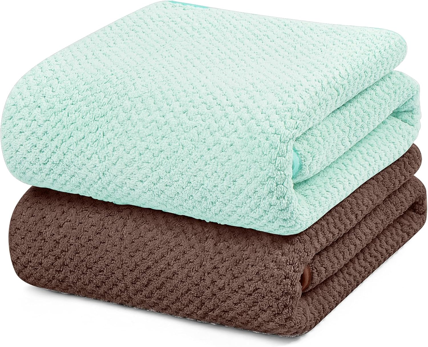 YURIRIA Bathroom Towels 2 Pack Ultra Soft Water Absorbent Towel Set for Quick Drying Microfiber Towels in Bathrooms, Beach, Swimming Pool, Gym, and Spa Centers (Pink+Green)