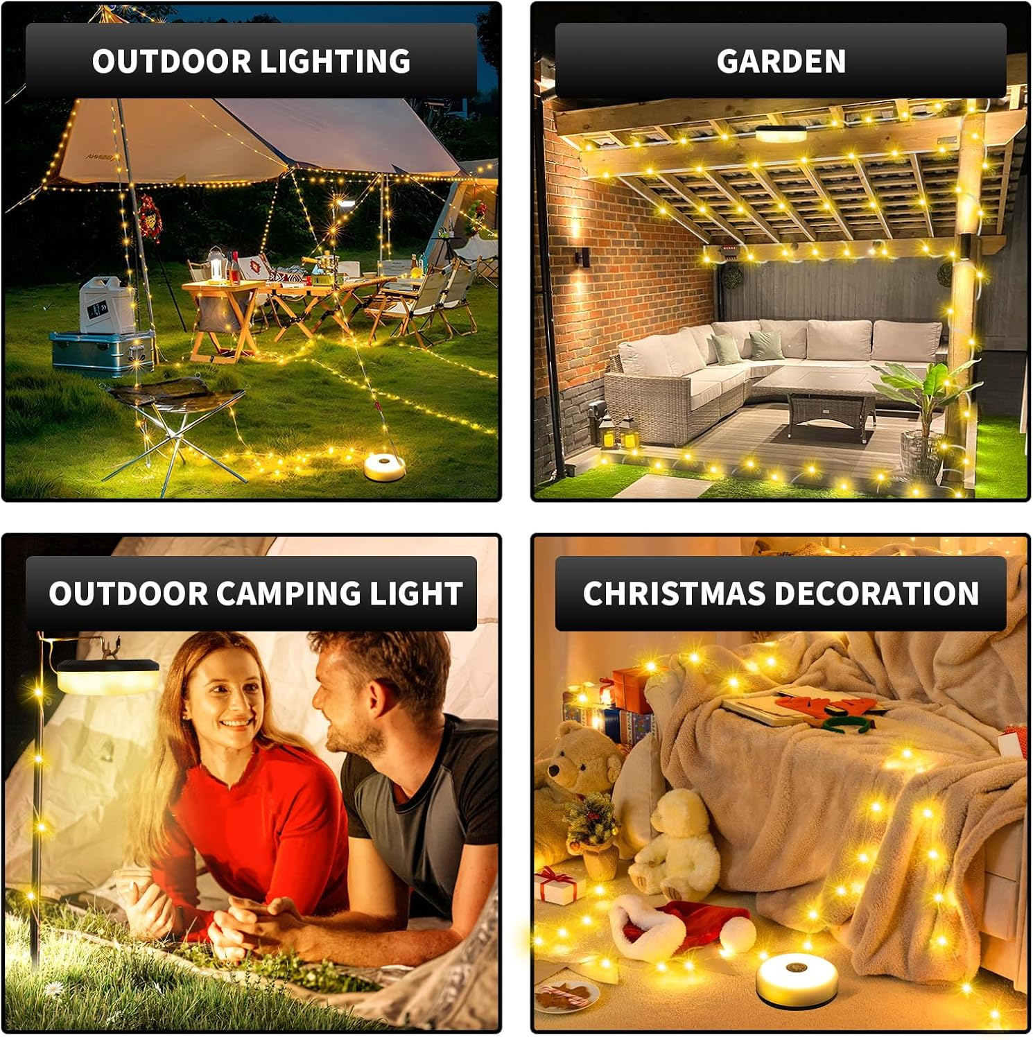 10M Camping String Lights Waterproof Outdoor with 8 Modes, USB-C Rechargeable 2000Mah Battery, Magnetic & Hanging Fixing, Quick-Reel Storage for Tent Hiking Emergency image number 6