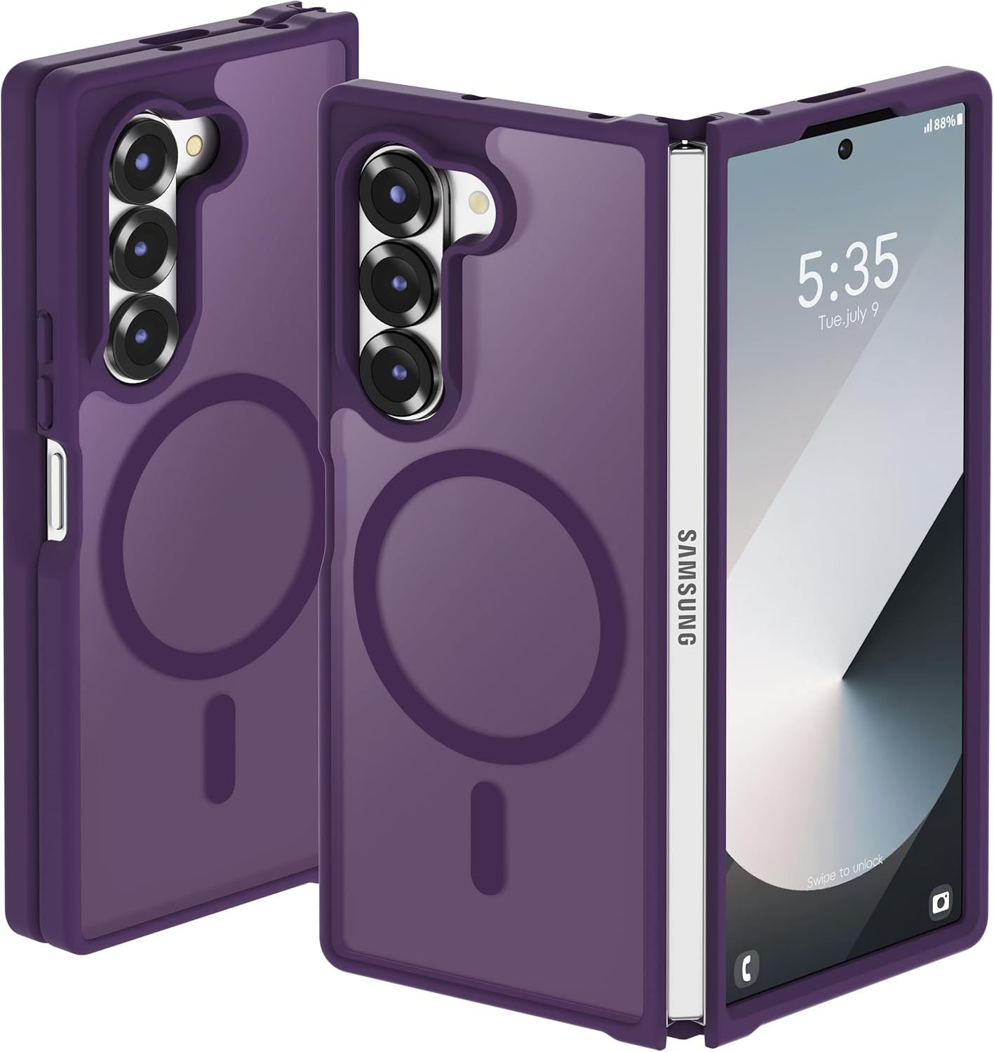 ORETECH Magnetic Shockproof for Samsung Galaxy Z Fold 6 Case, Samsung Z Fold 6 Cover, Compatible with Magsafe, Translucent Ultra Thin Anti-Scratch Flexible TPU Bumper Z Fold 6 Case-Green